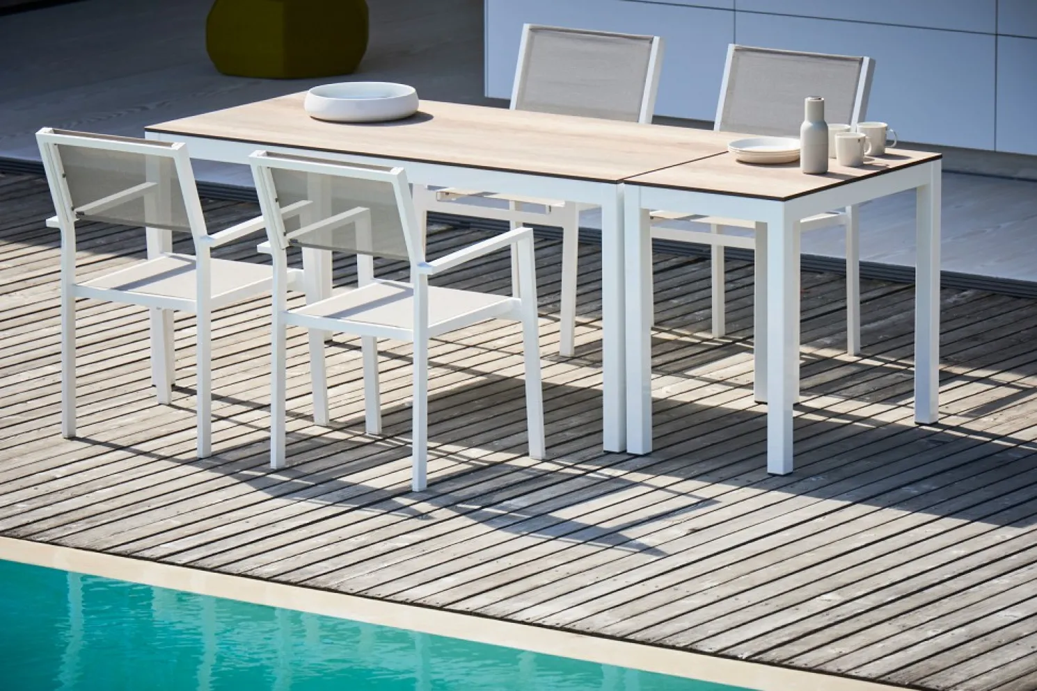 Jan Kurtz Outdoor Tisch Quadrat Hpl-Schichtstoff holzoptik / natur eloxiert 60x90