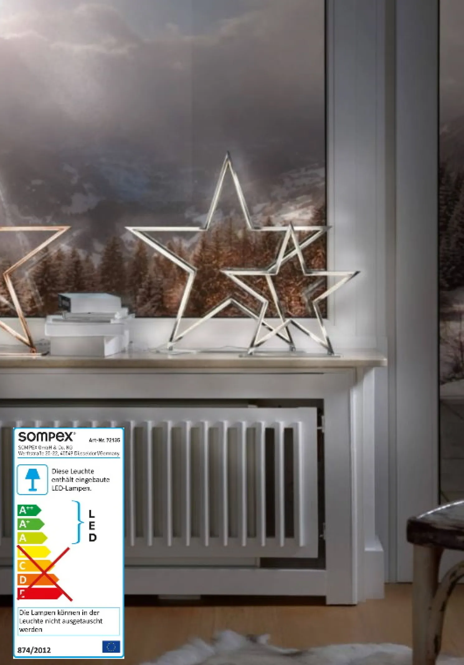 Sompex Tischleuchte LED - Lucy Weihnachtsstern schwarz, H 33 cm