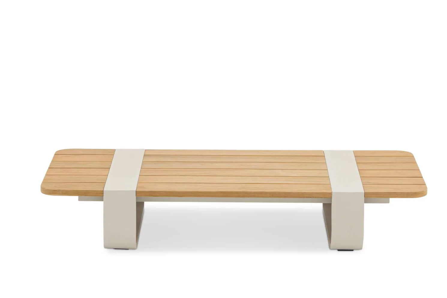 4-M Design Dox flacher Lounge Tisch mit Teak Oberfläche