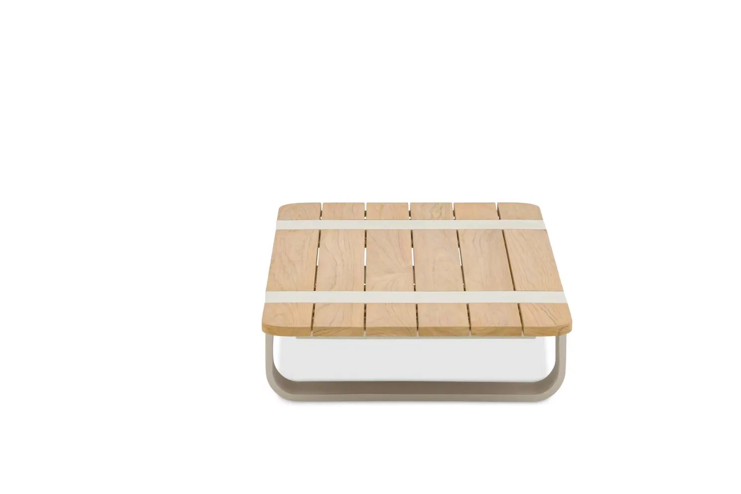 4-M Design Dox flacher Lounge Tisch mit Teak Oberfläche