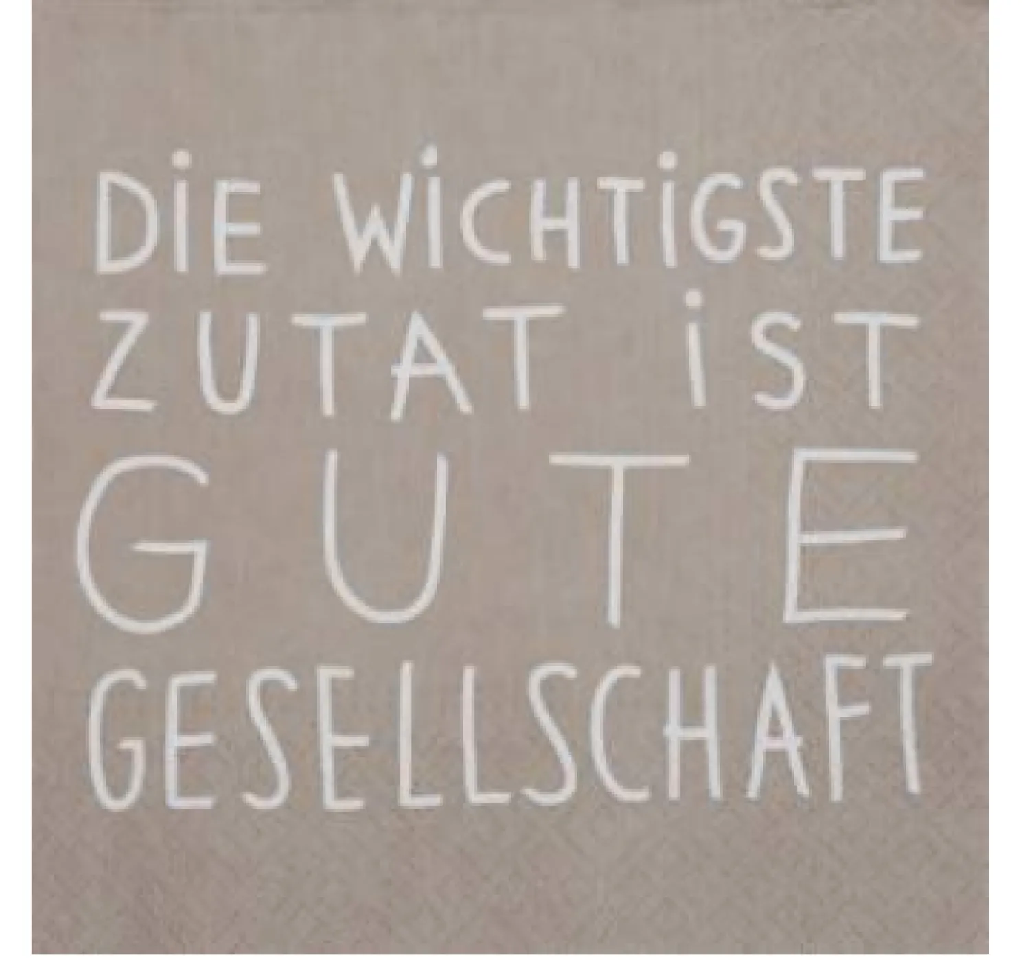 Räder DINING Serviette 33x33 cm "Die wichtigste Zutat ist Gesellschaft" beige/weiß