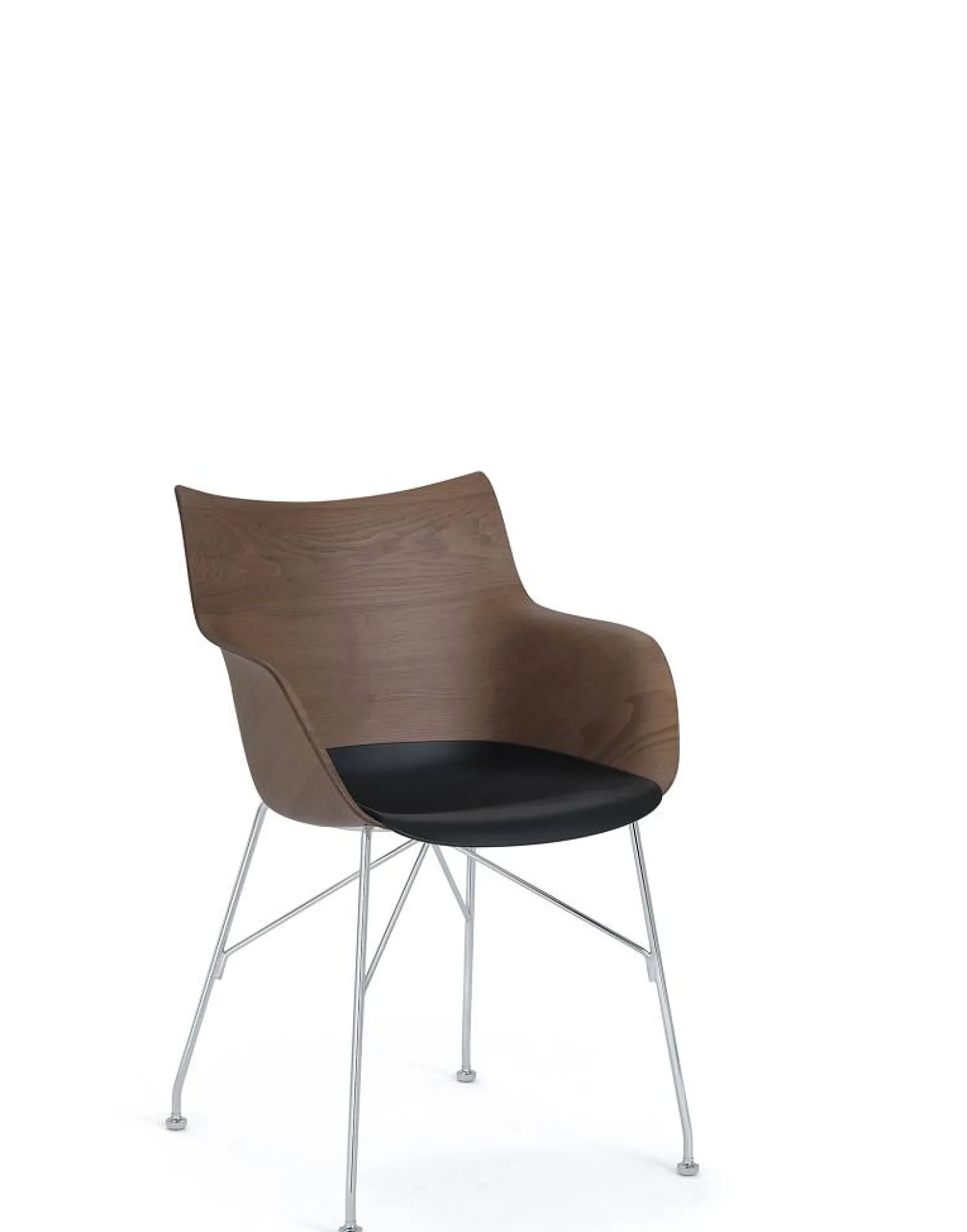 Kartell Sessel Q/Wood Sitzschale Holz, Gestell Chrom