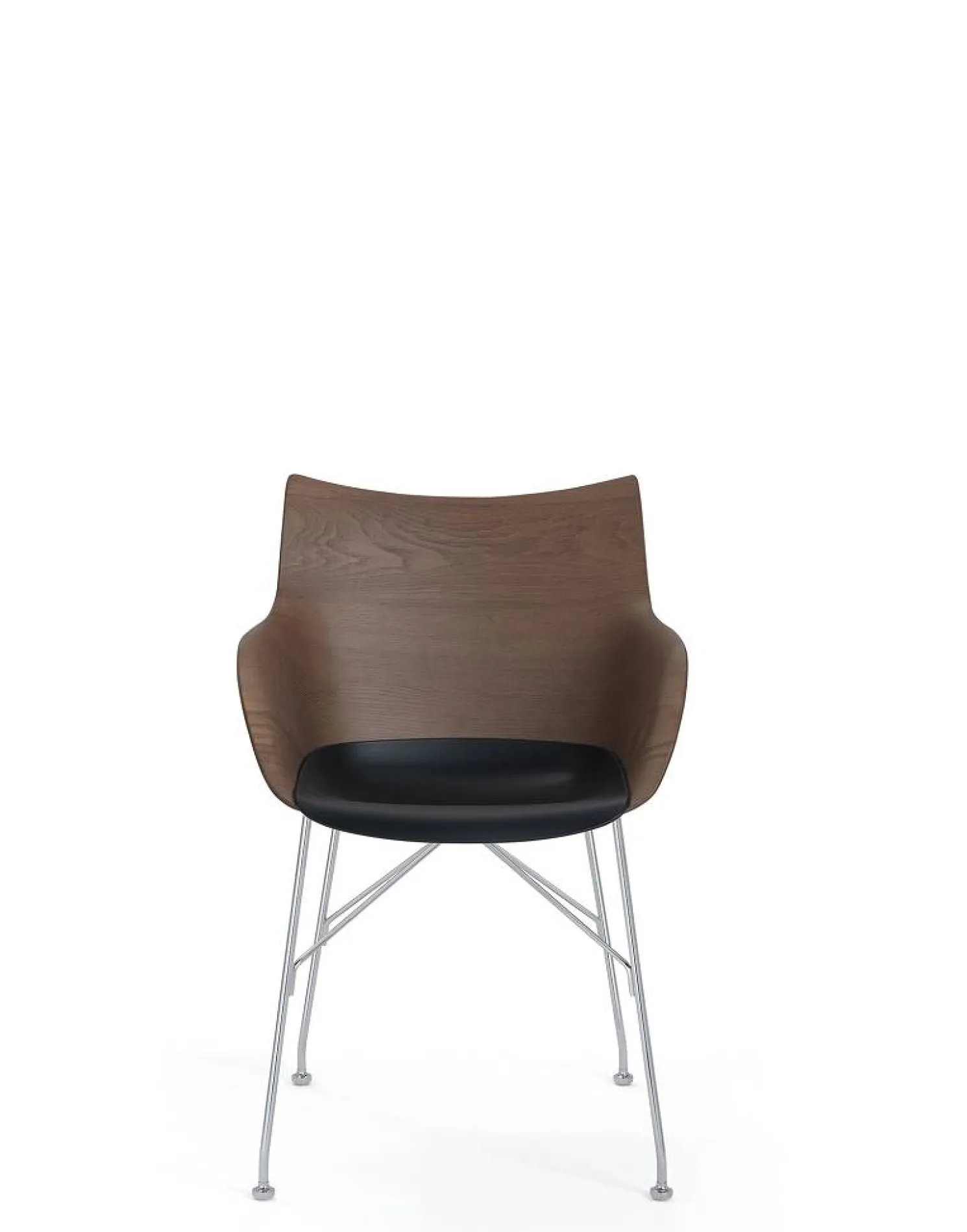 Kartell Sessel Q/Wood Sitzschale Holz, Gestell Chrom