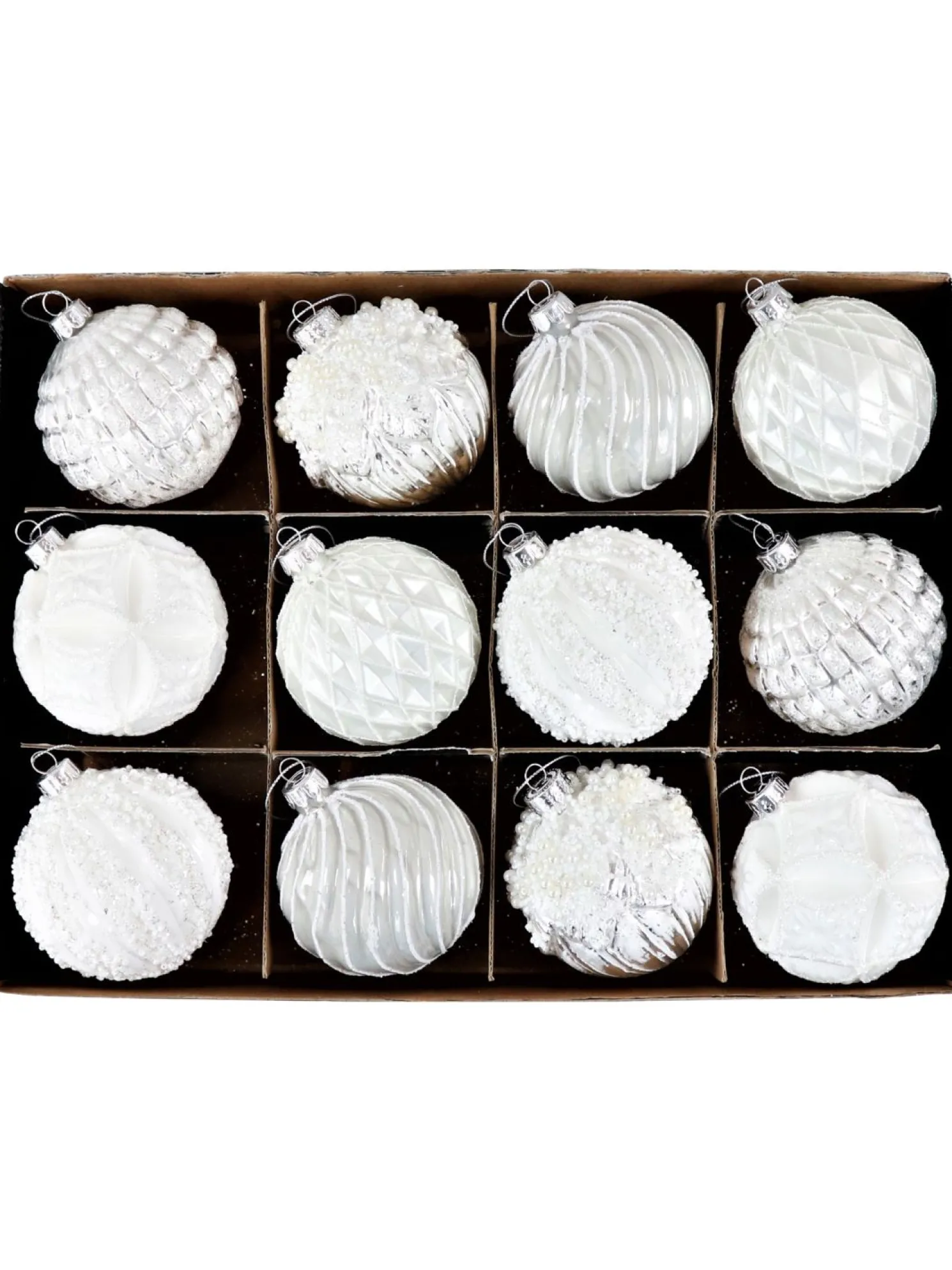 Hoff Glaskugel weiß - Ø8 cm, Spirale