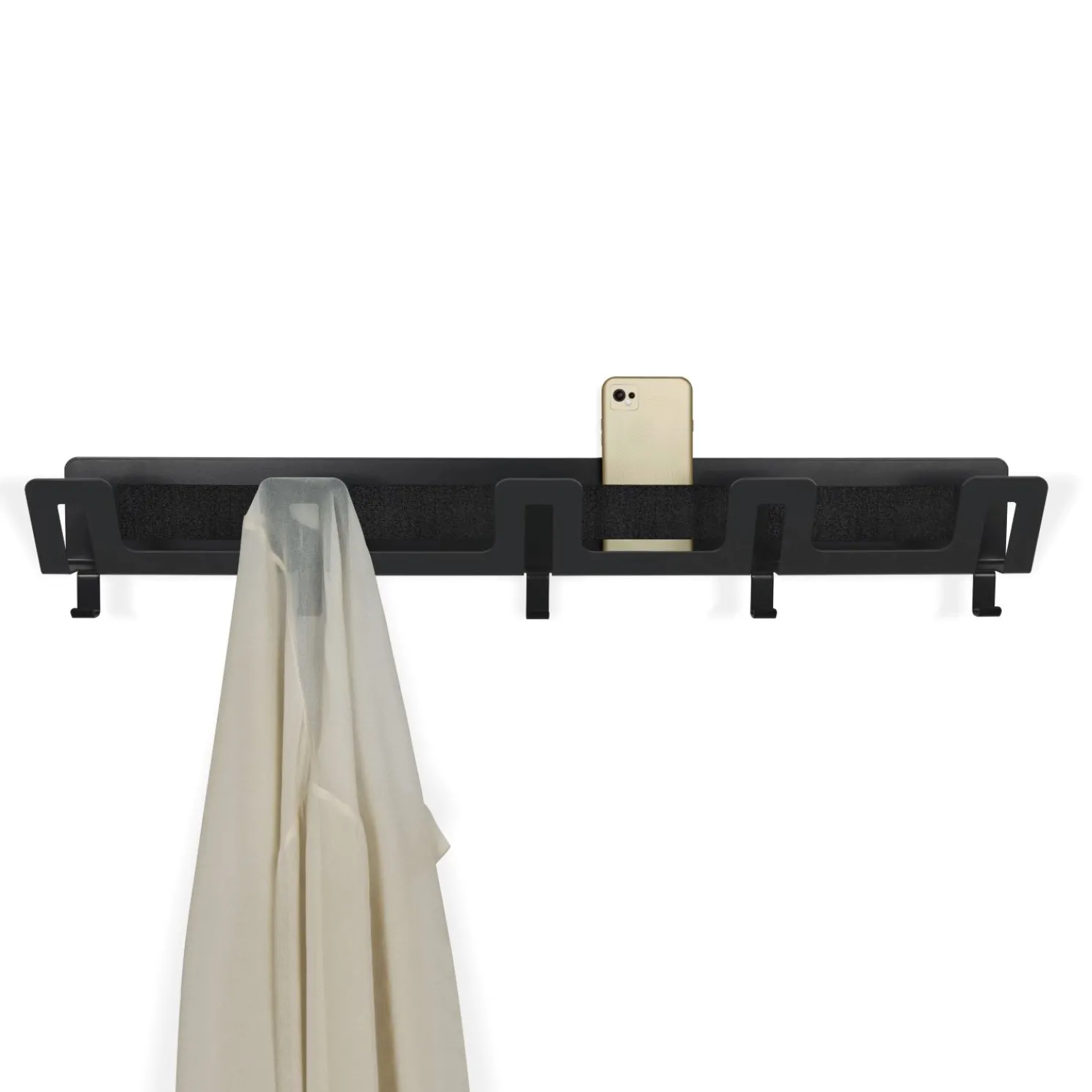 vonbox Ella schlanke Wandgarderobe - fünf Doppelhaken weiß