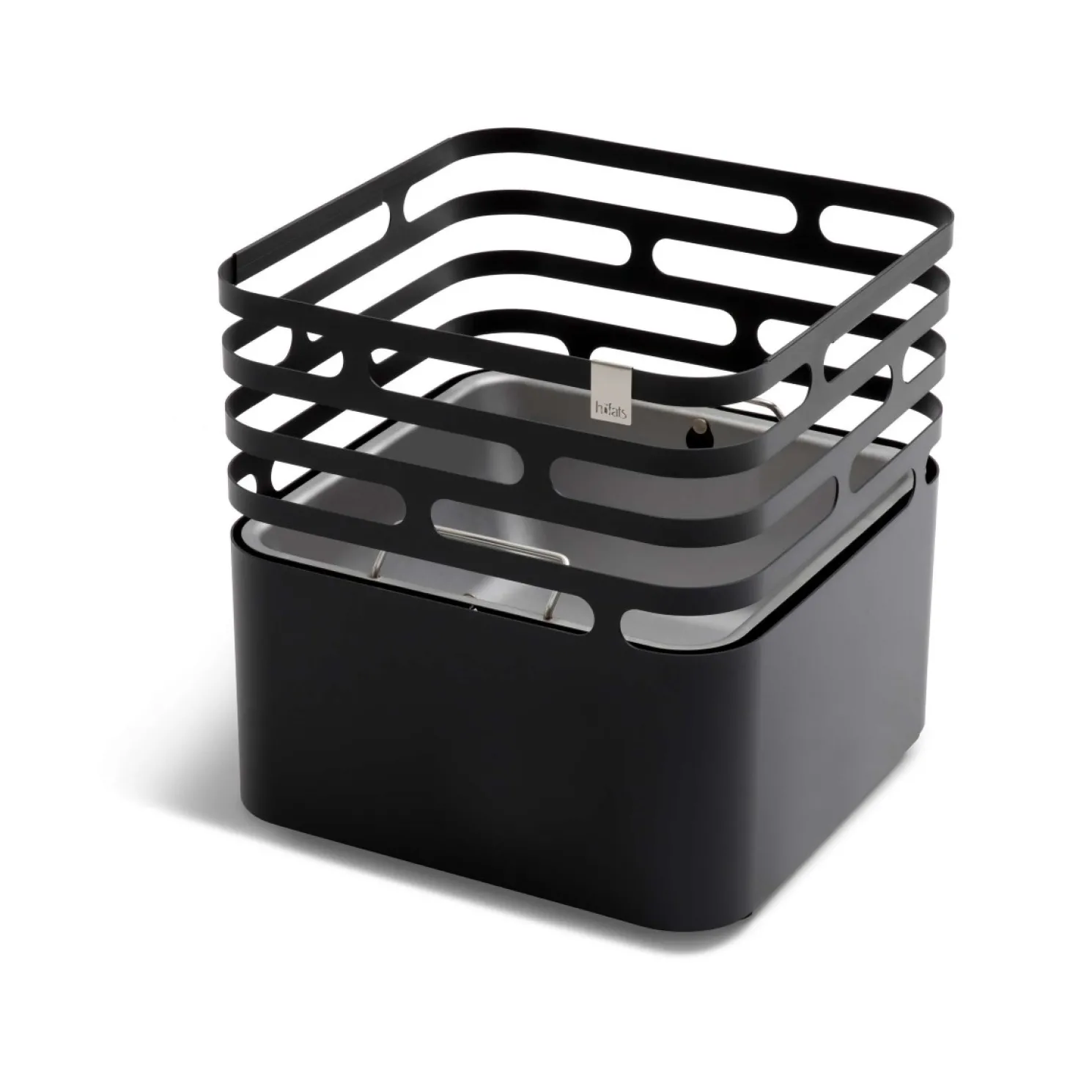 höfats Feuerkorb und Hocker CUBE in schwarz