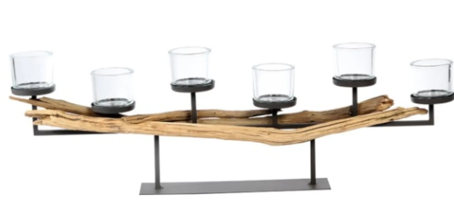 WMG Robuster Eisenleuchter Tizio mit Holz