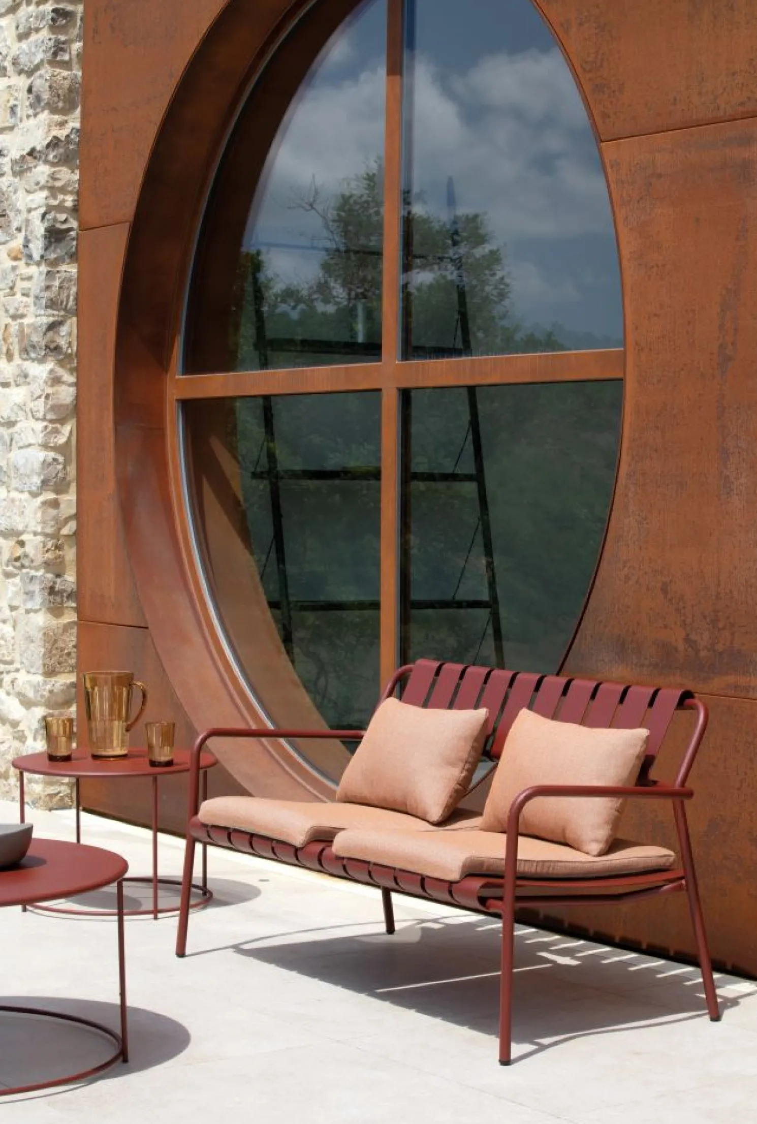 vermobil Verdea 2-Sitzer Gartenbank aus Aluminium terracotta