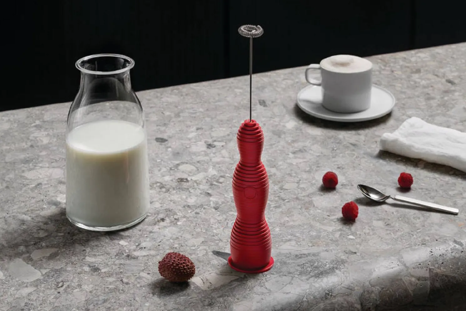 Alessi Pulcina - Milchschäumer, rot