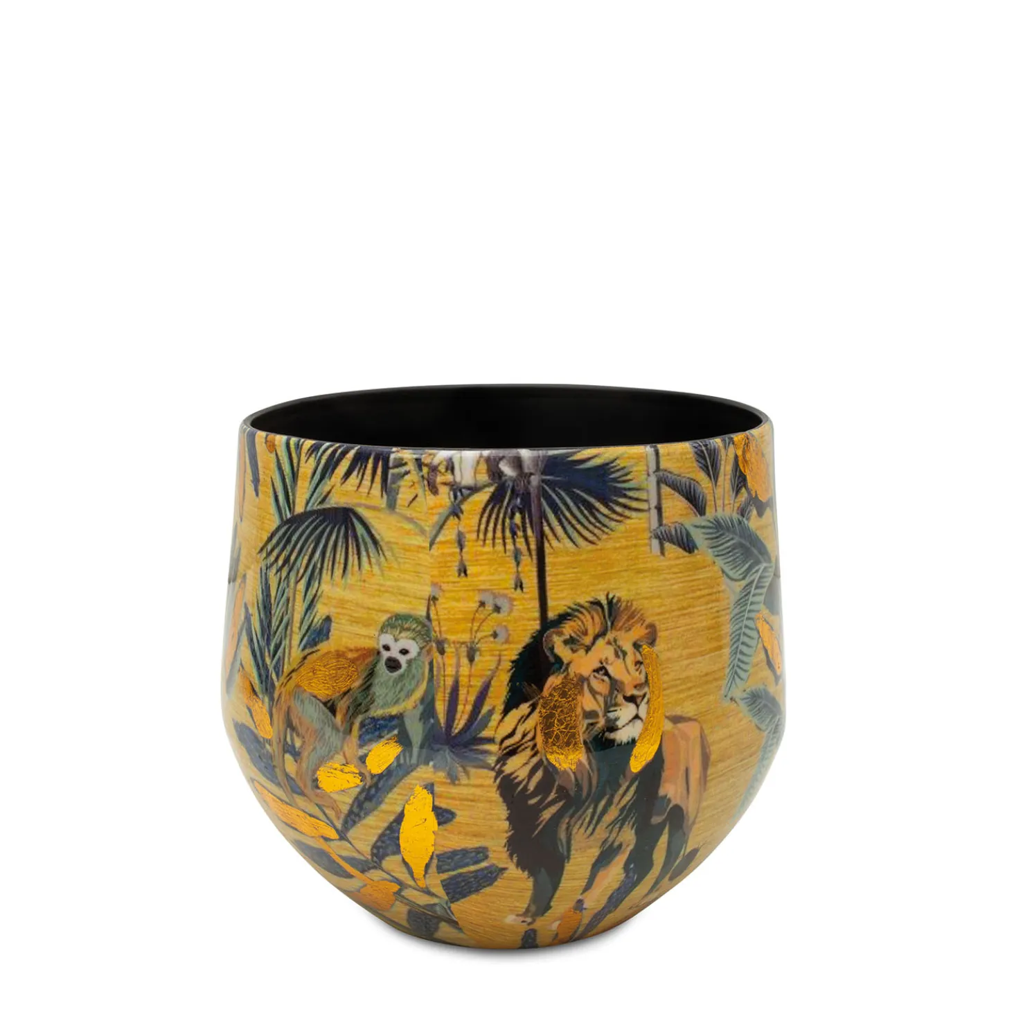 Fleur Ami Nomad Lion goldener Übertopf mit Dschungel-Muster Ø 23 cm, Höhe 22 cm