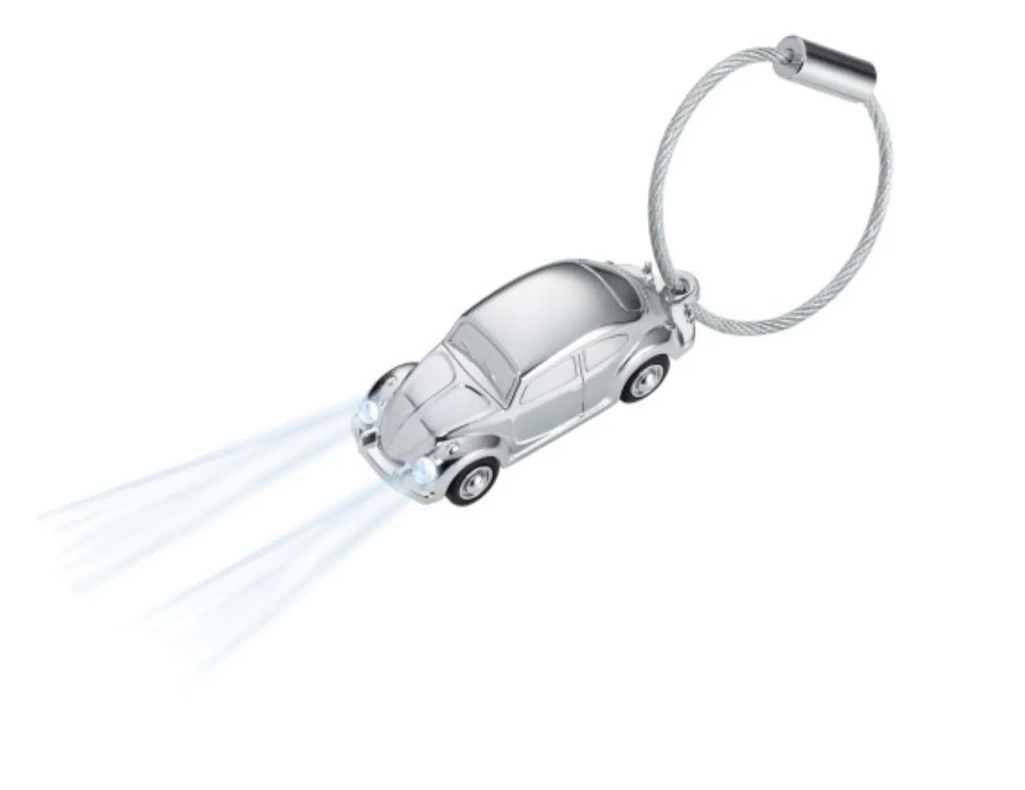 TROIKA Schlüsselanhänger - Beetle silber, mit weißem LED-Licht