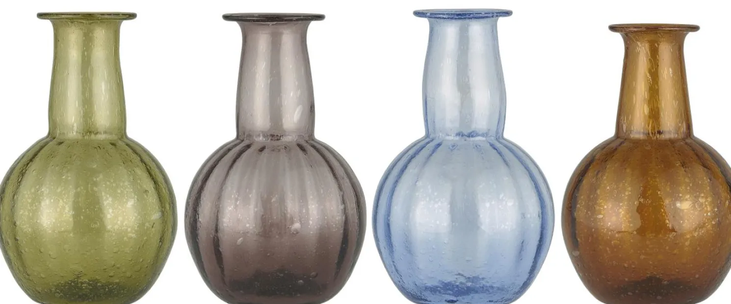 IB laursen Vase gerillt breiter Hals UNIKA Hellblau