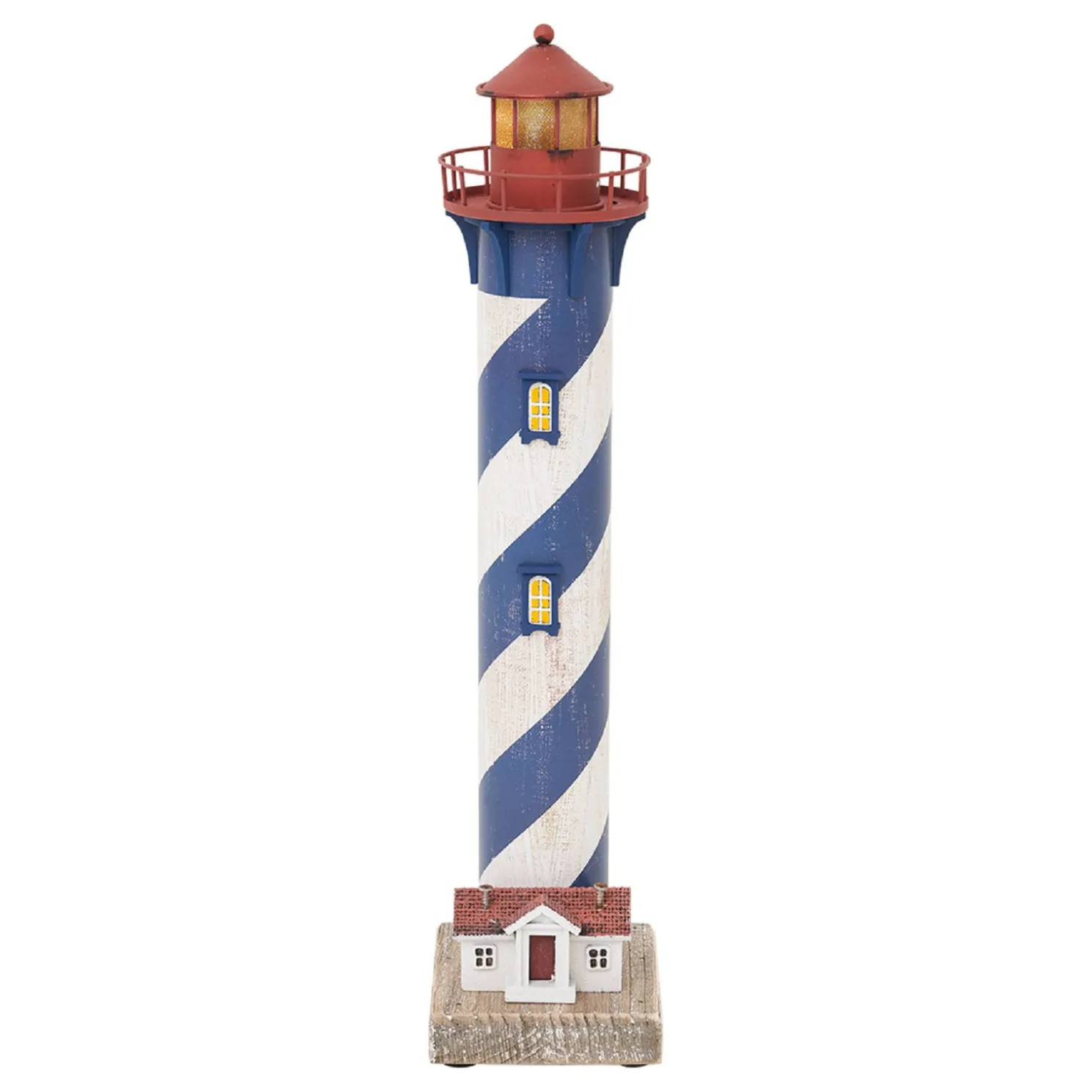 Batela Leuchtturm aus Harz mit LED-Diagonalstreifen