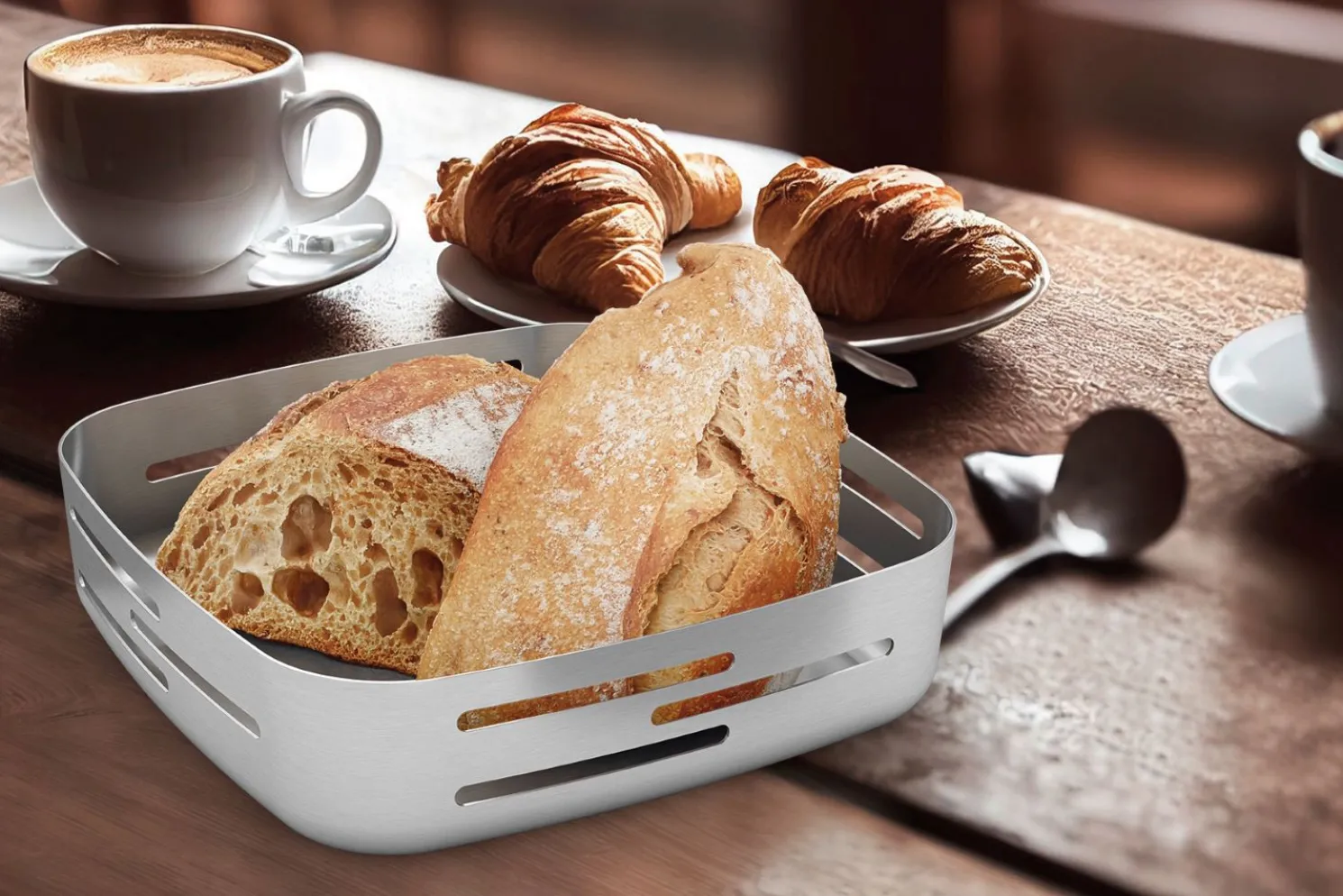 Zack Panore Brotkorb aus mattem Edelstahl