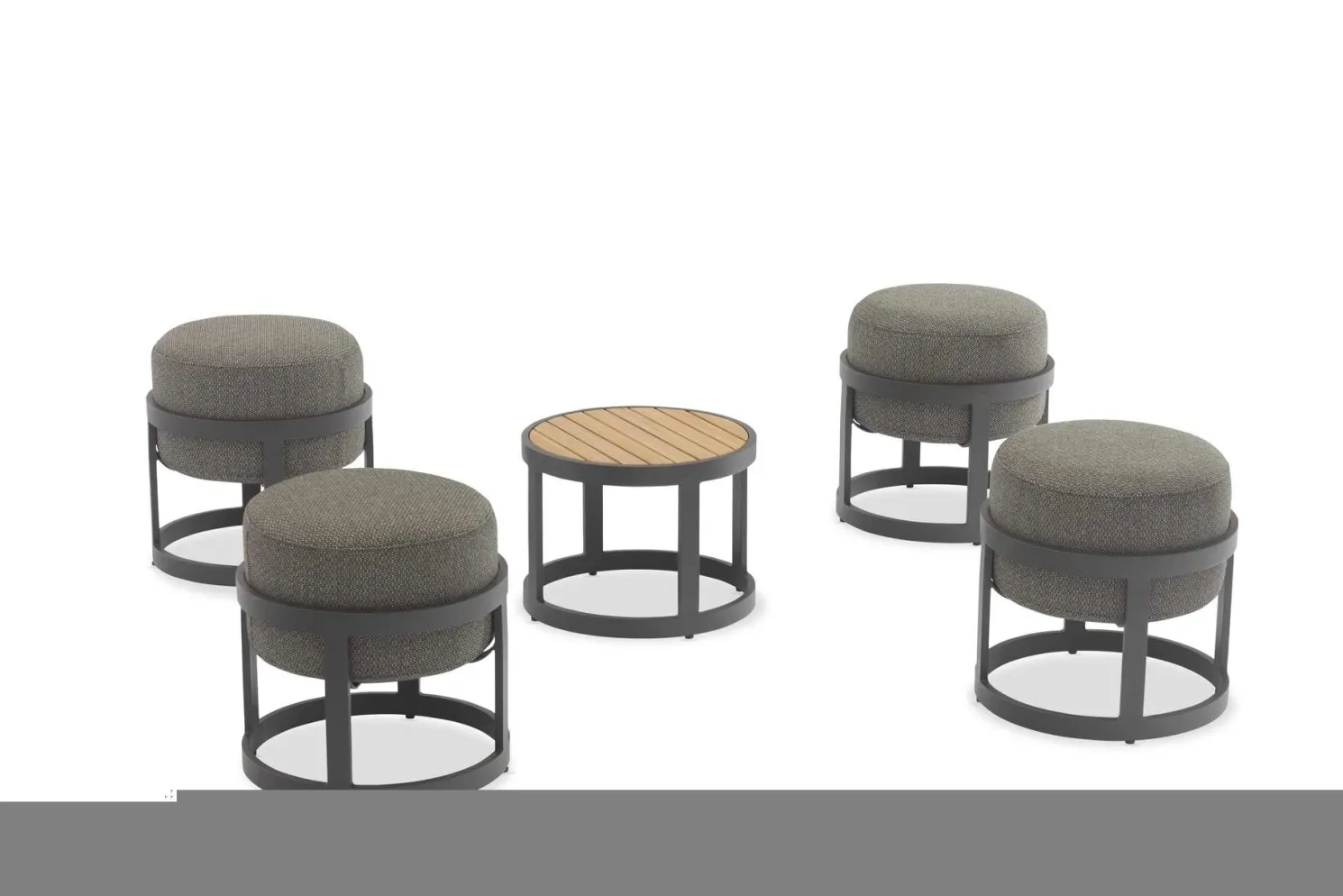4-M Design Totem Hocker Set + Coffee Table für den Garten Kohle