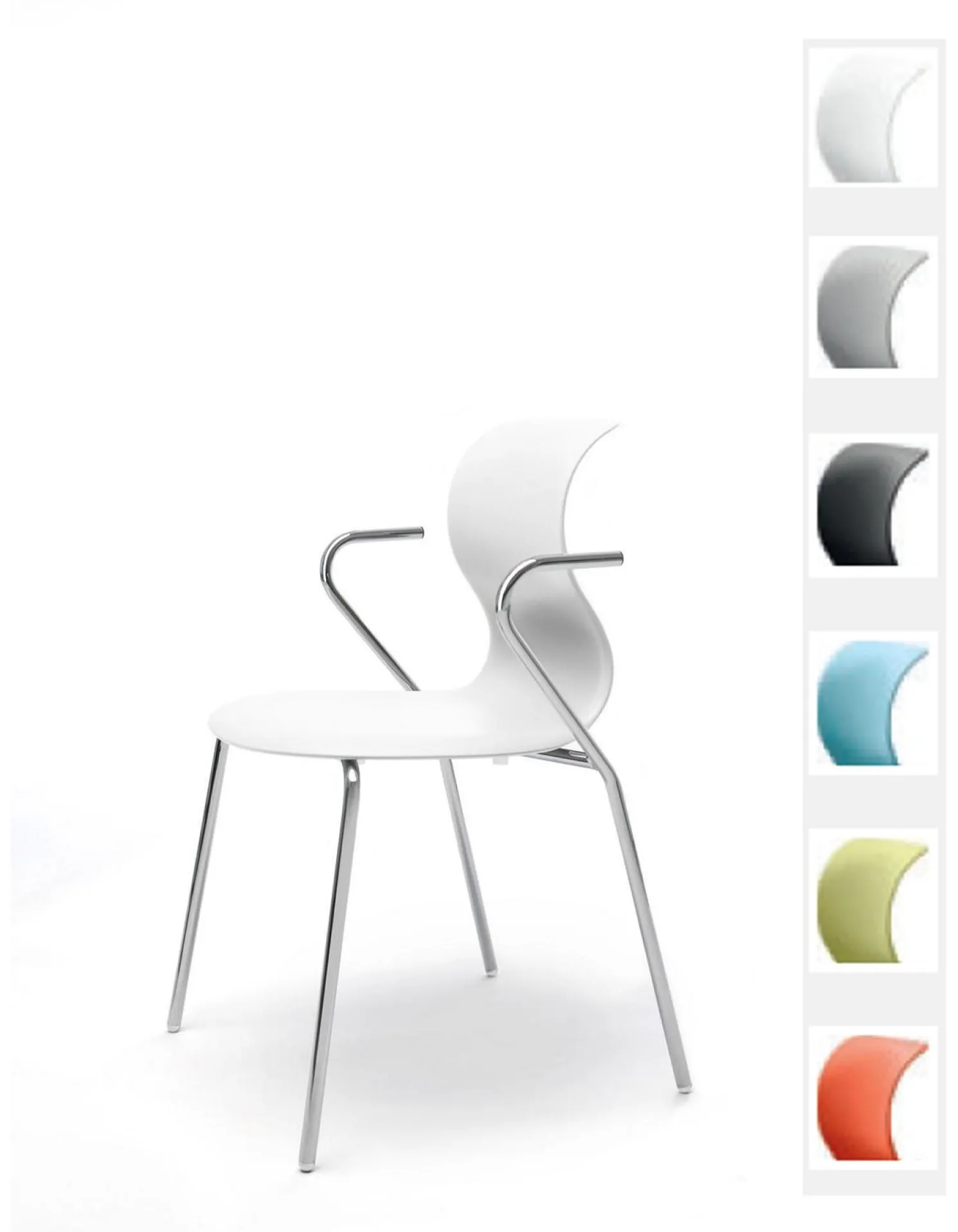 Flötotto Pro 6 Stapelstuhl mit Armlehne - Gestell chrome kiwigrün