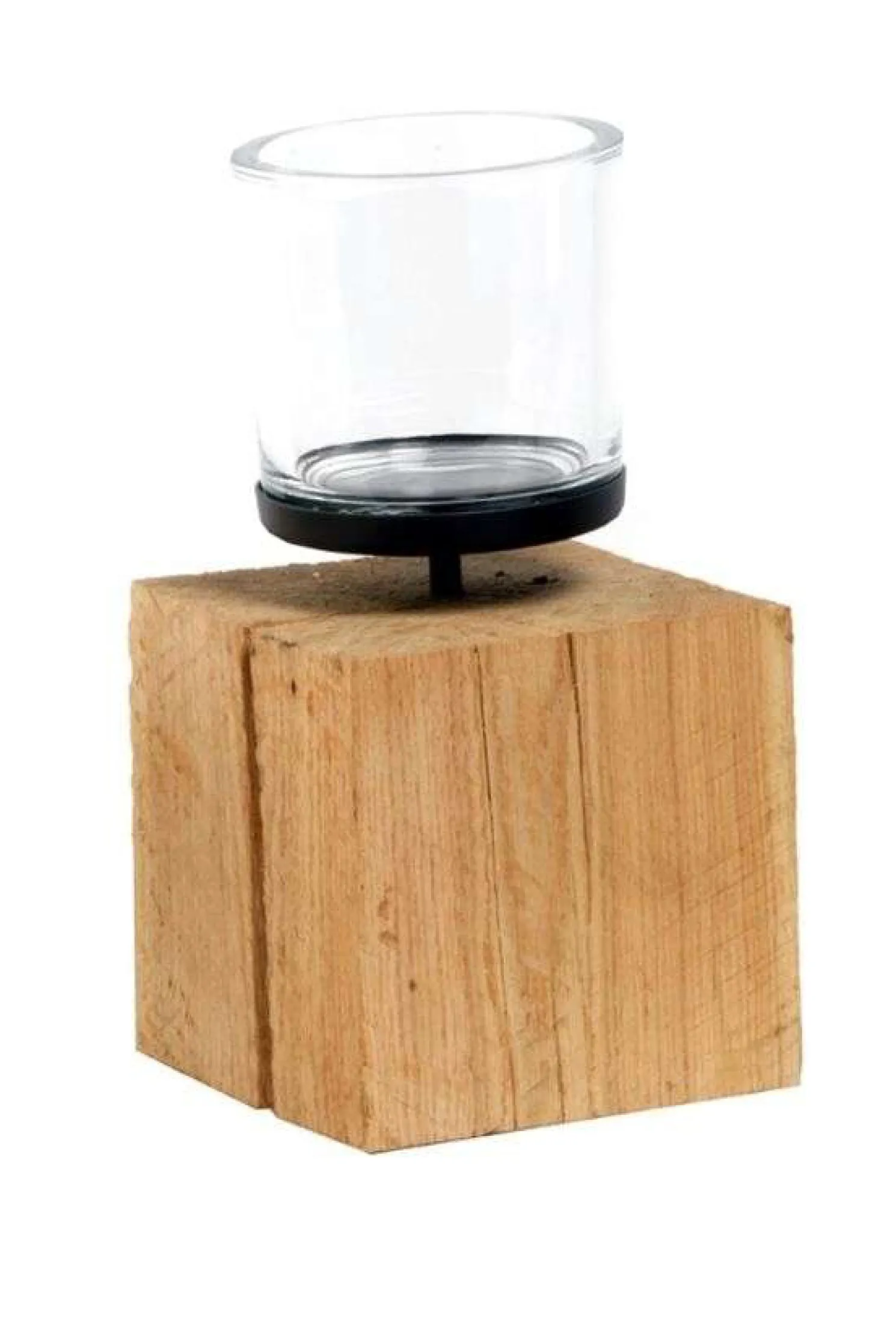 WMG Windlicht Eiche sägerau natur 20 x 10 x 10 cm (Höhe x Breite x Tiefe)