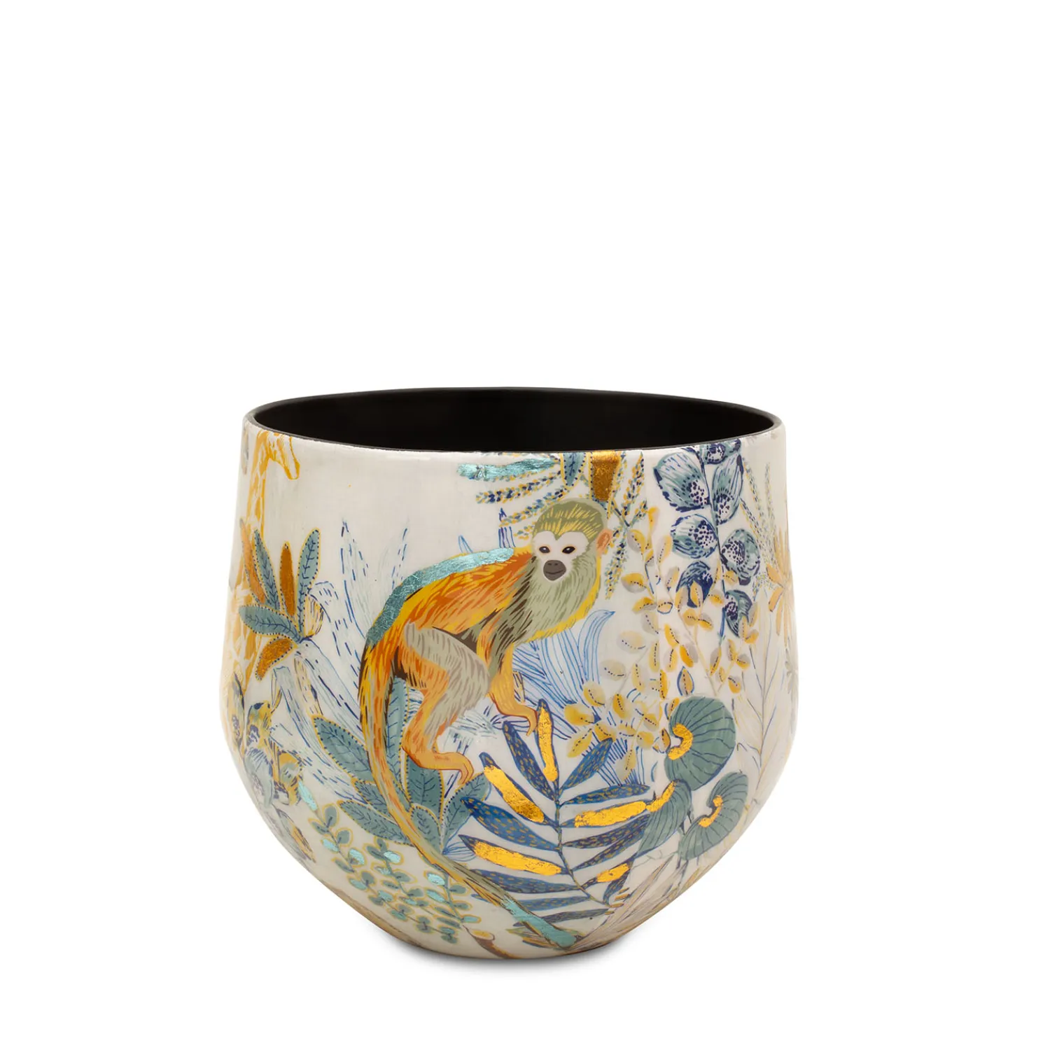 Fleur Ami Cobalt Jungle Tischgefäß aus Metall Ø 23 cm, Höhe 22 cm