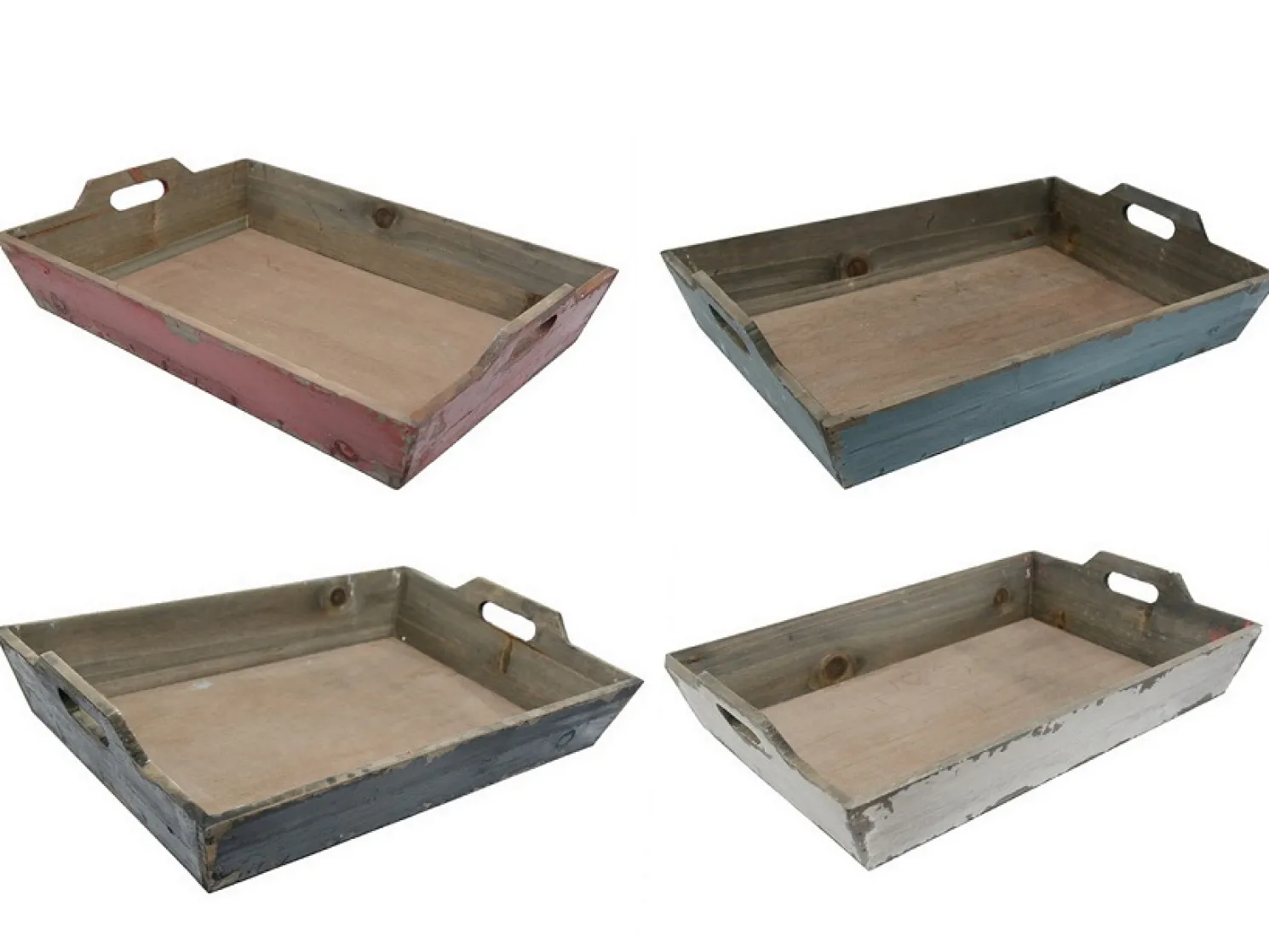 + Holztablett mit Patina Antikweiß