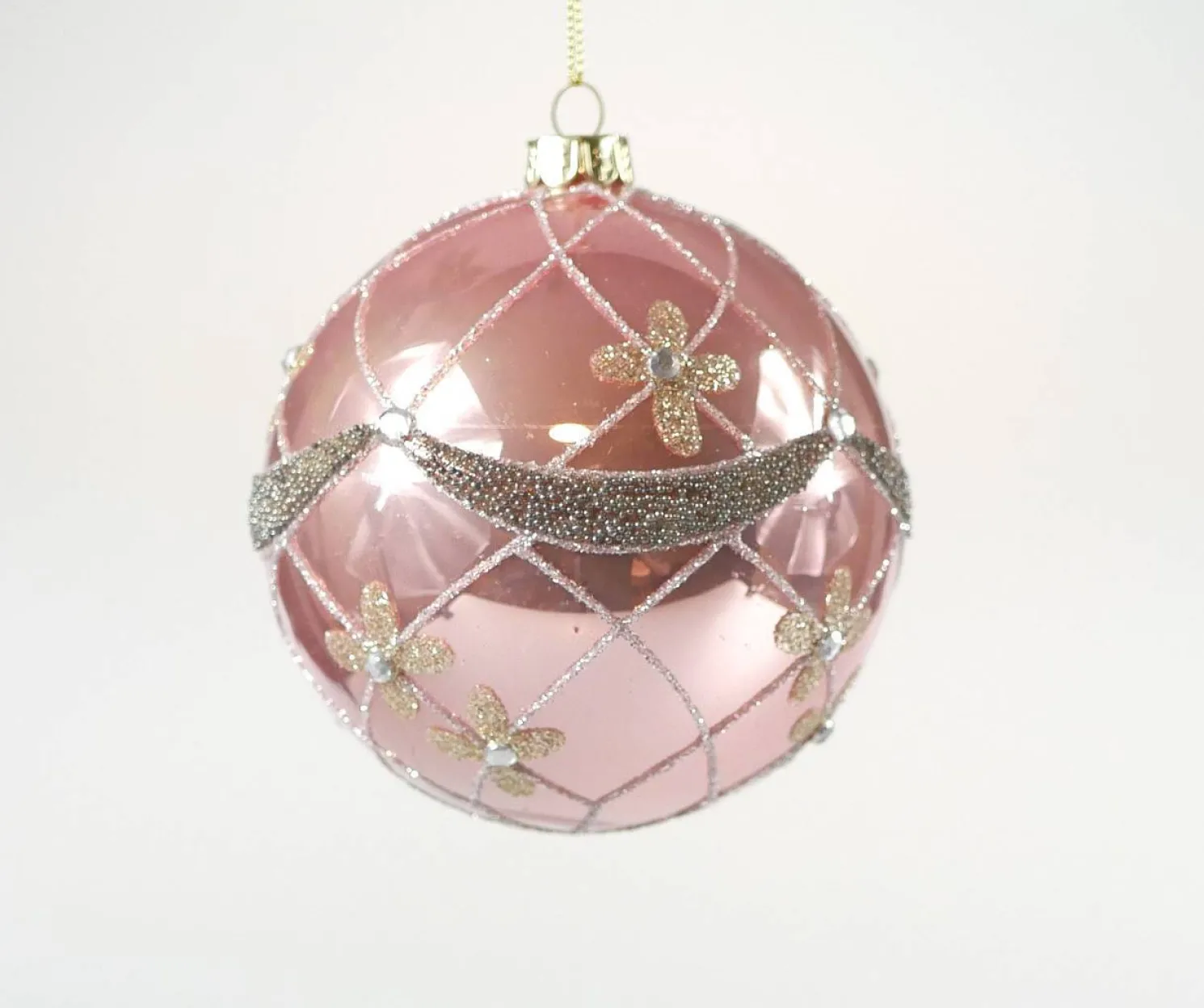 Hoff Glaskugel Ø 10 cm Rosa Glanz Blume