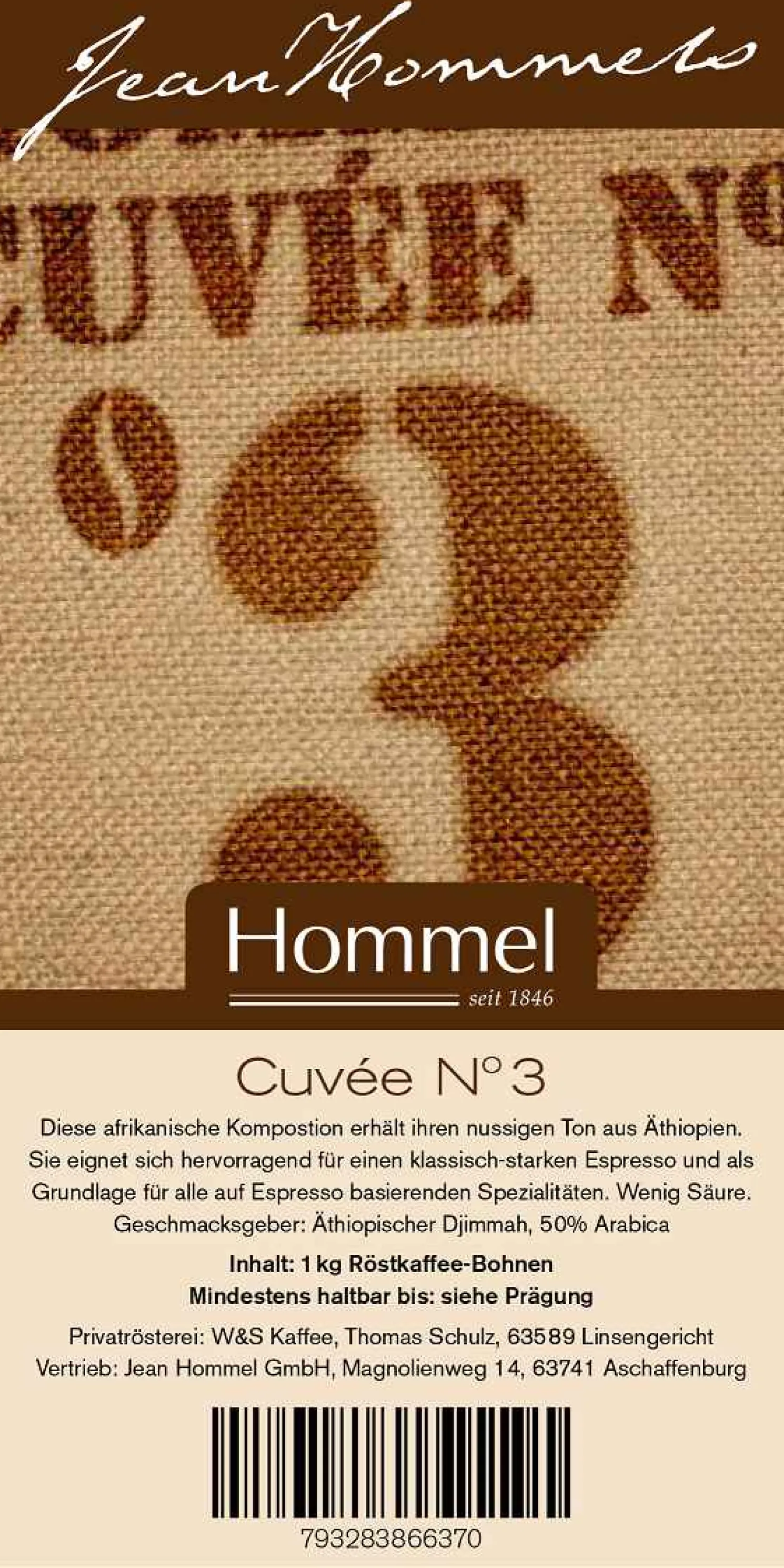 Jean Hommel Kaffee Cuvee Nr. 3 1000g