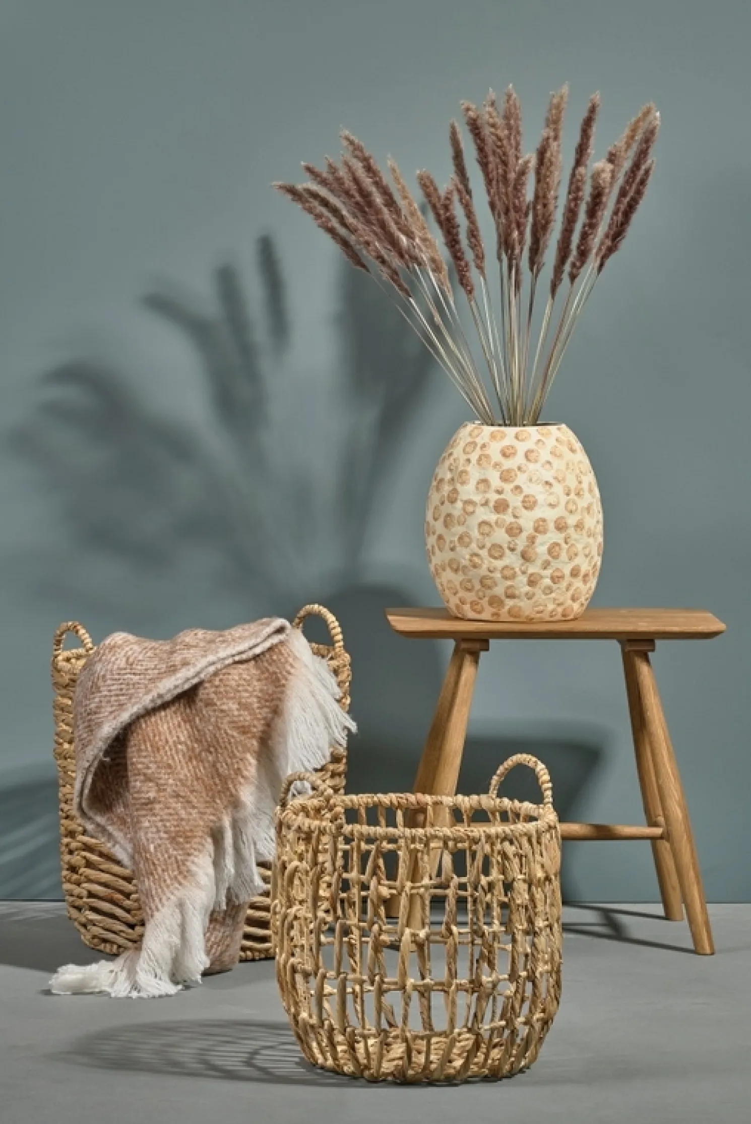 Villa Collection Vase Pappmaché Creme/Nougat klein