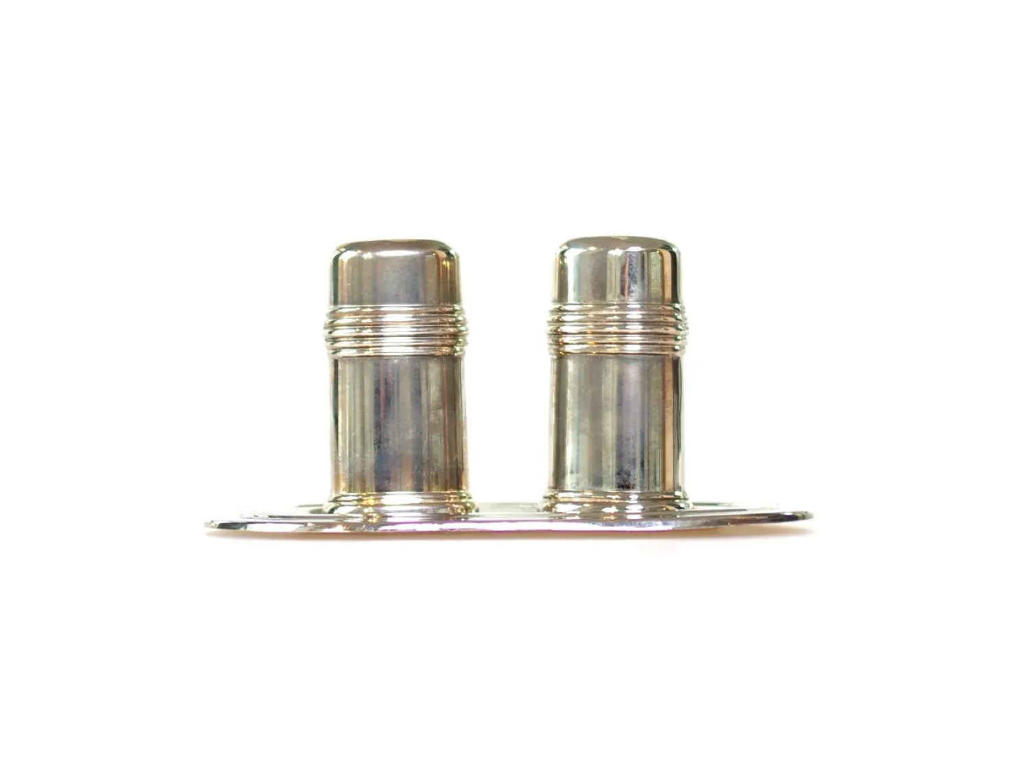 Hoff Salz- und Pfefferstreuer mit Tablettt versilbert