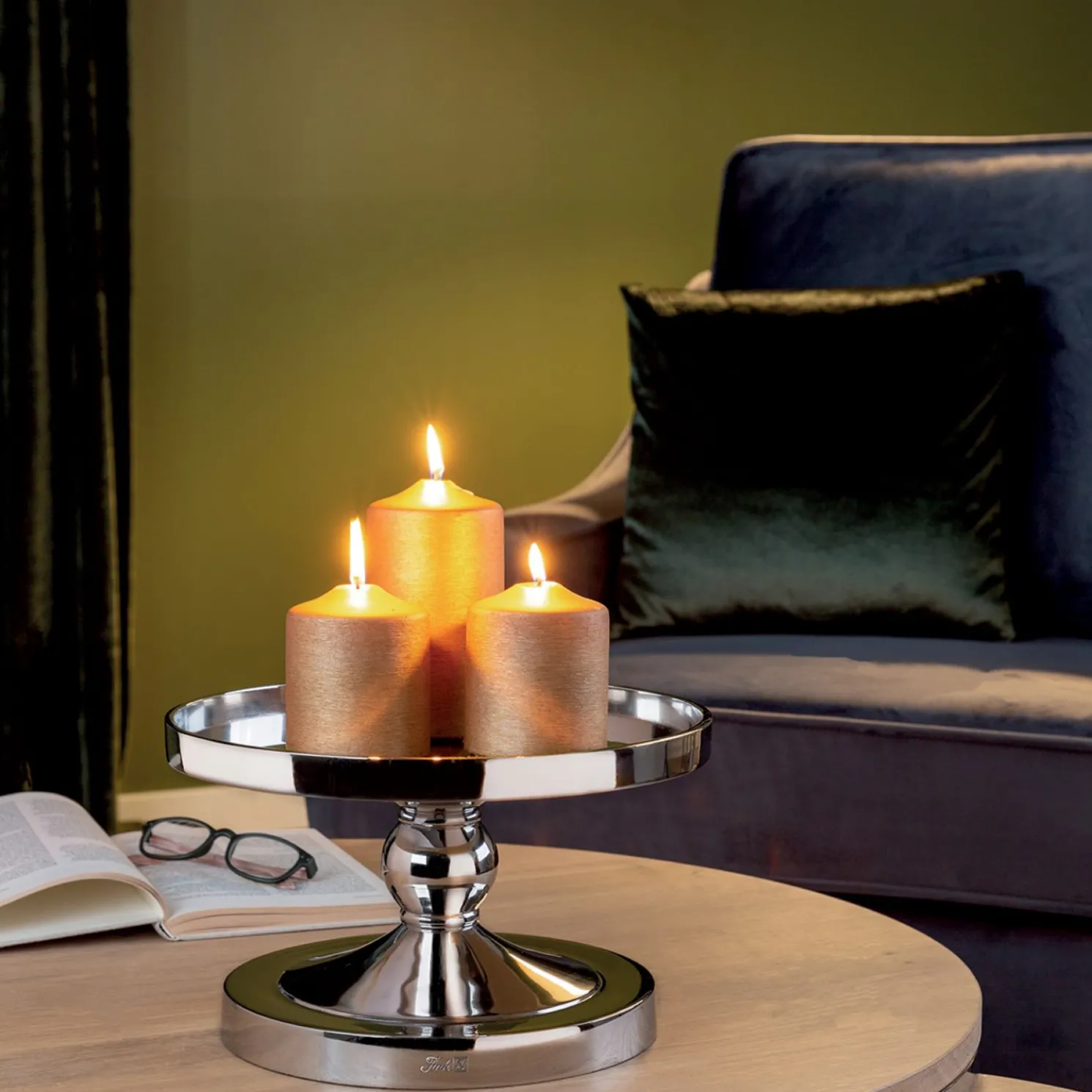 Fink Lamonte silbernes Dekotablett auf Fuß