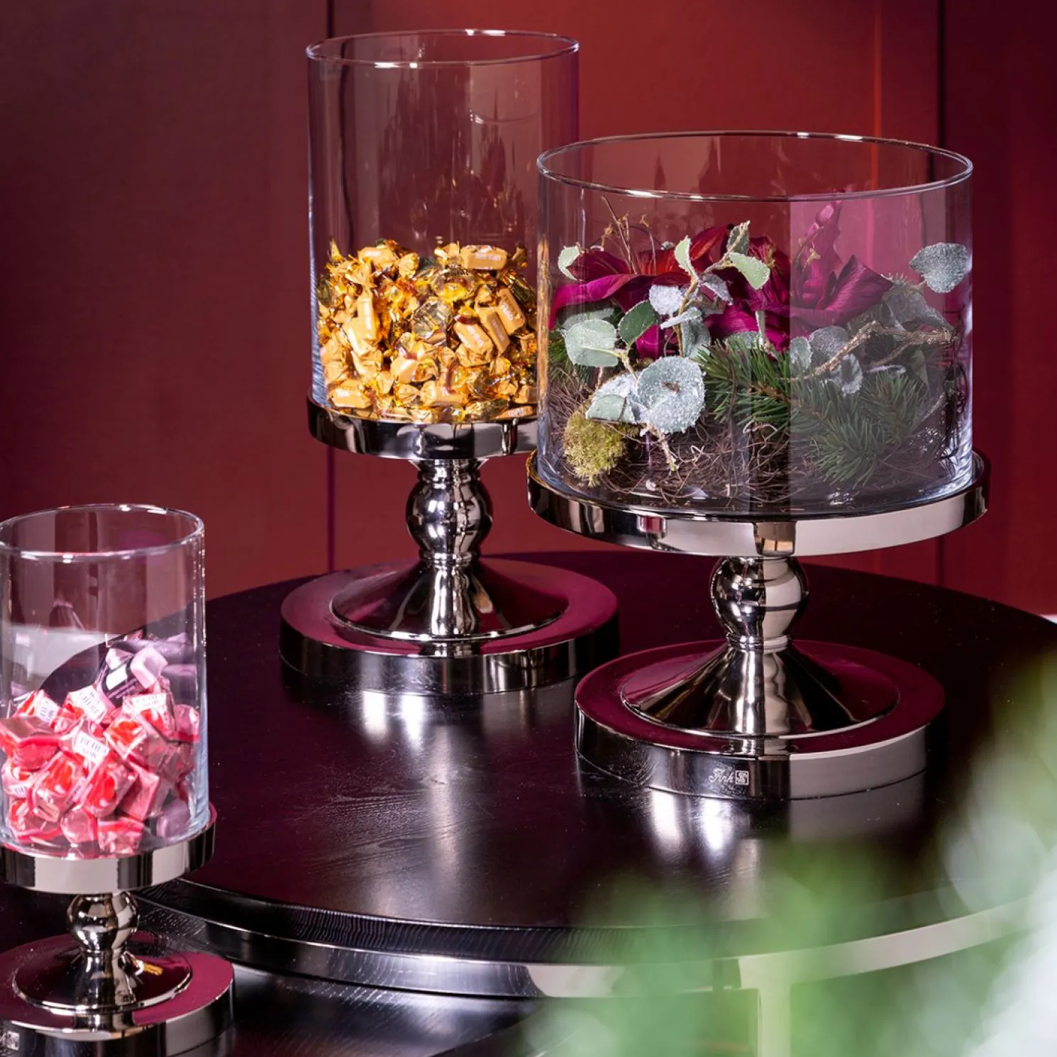 Fink Lamonte silbernes Dekotablett auf Fuß