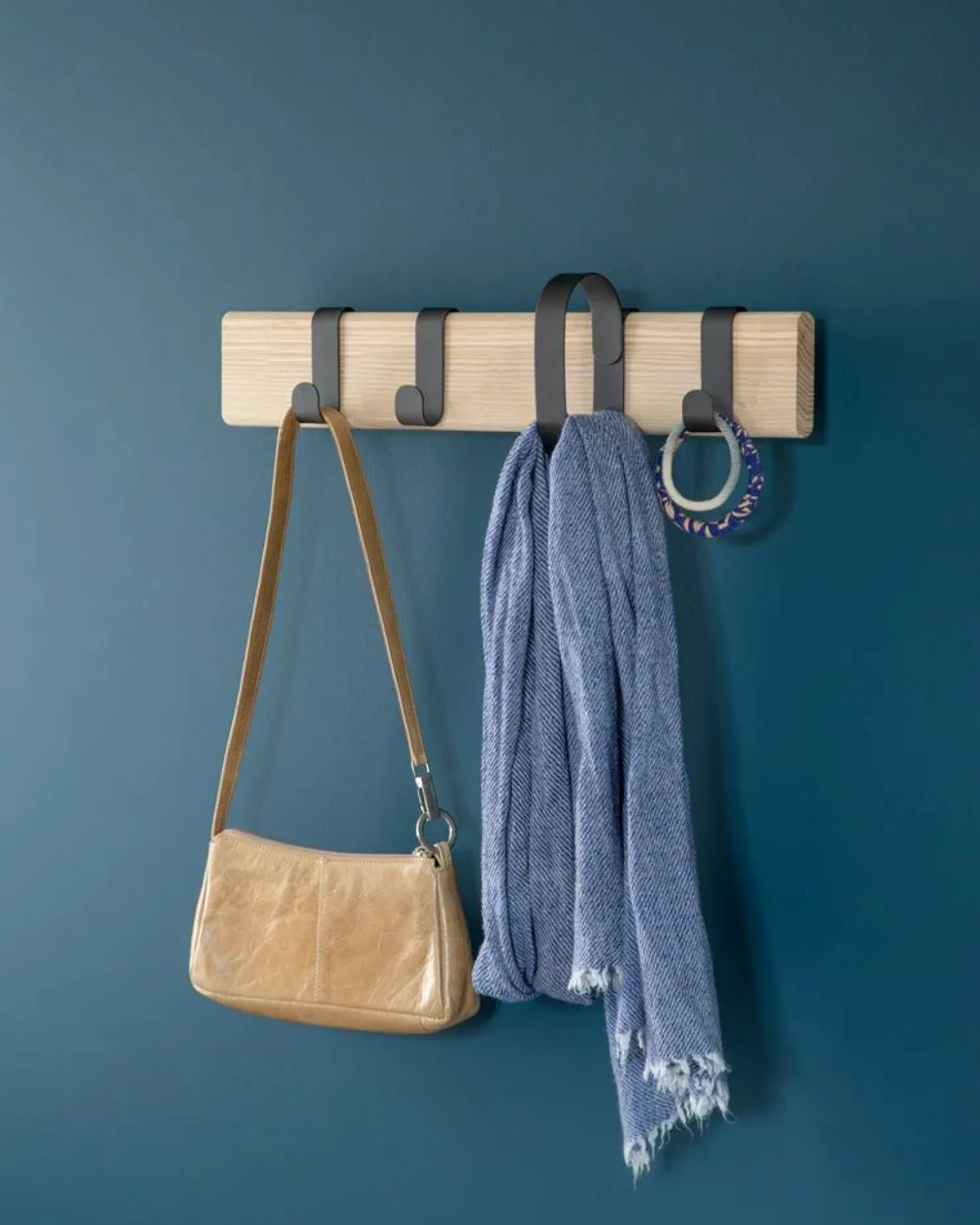 Novoform Fluke Garderobe mit abnehmbaren Haken 50 cm Eiche schwarz