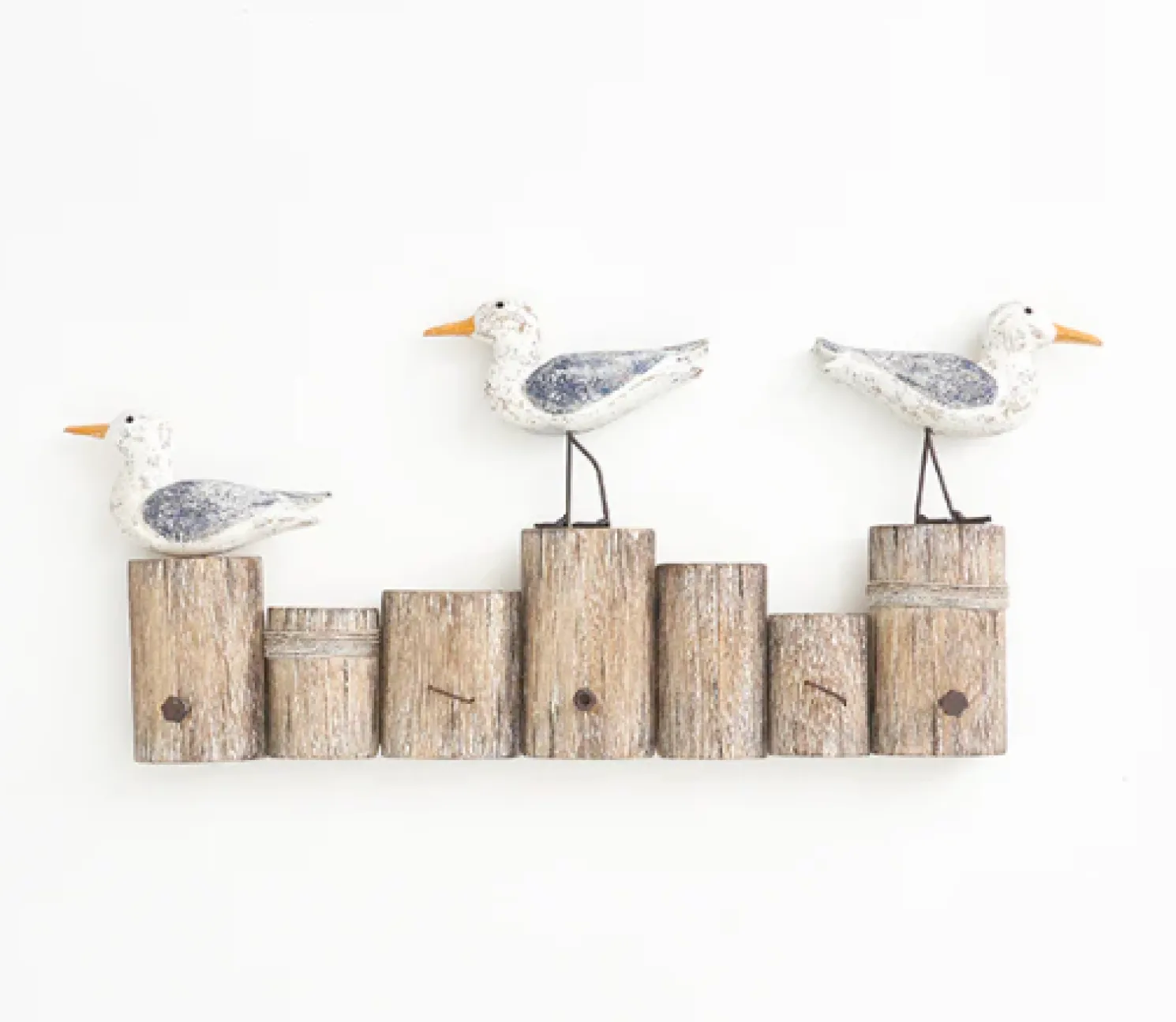 Batela Garderobenhaken Möwen auf Holzstumpfe