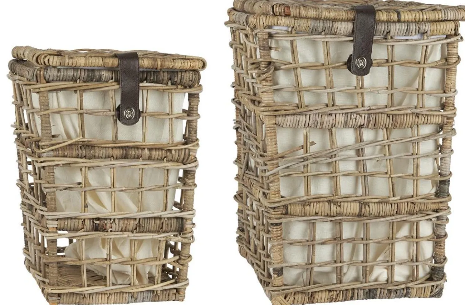 IB laursen Wäschekorb Rattan mit Baumwollbeutel Klein