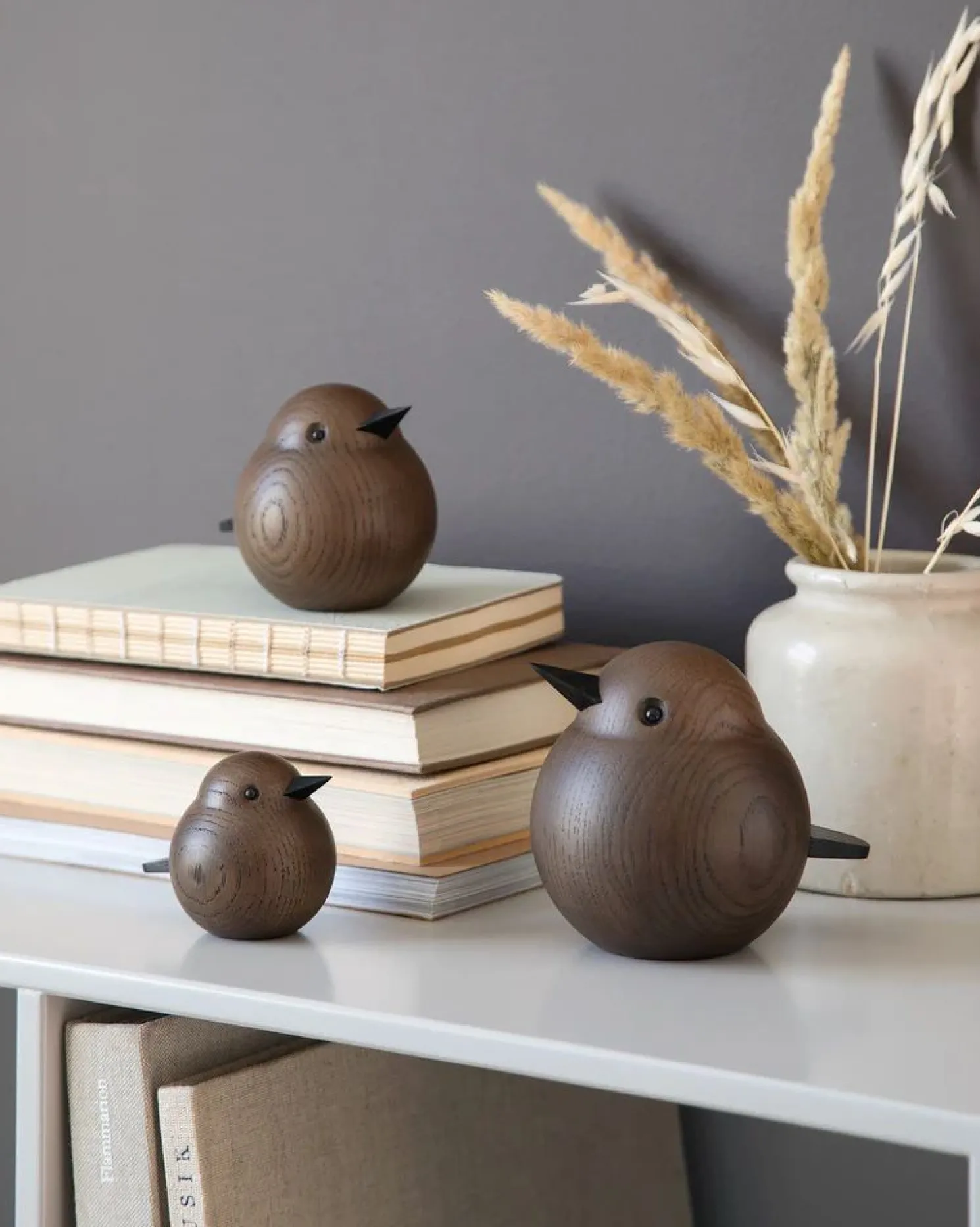 Novoform Holztier Mini Spatz - Dekofigur 4,8 x 5,8 x 5 cm Eiche schwarz