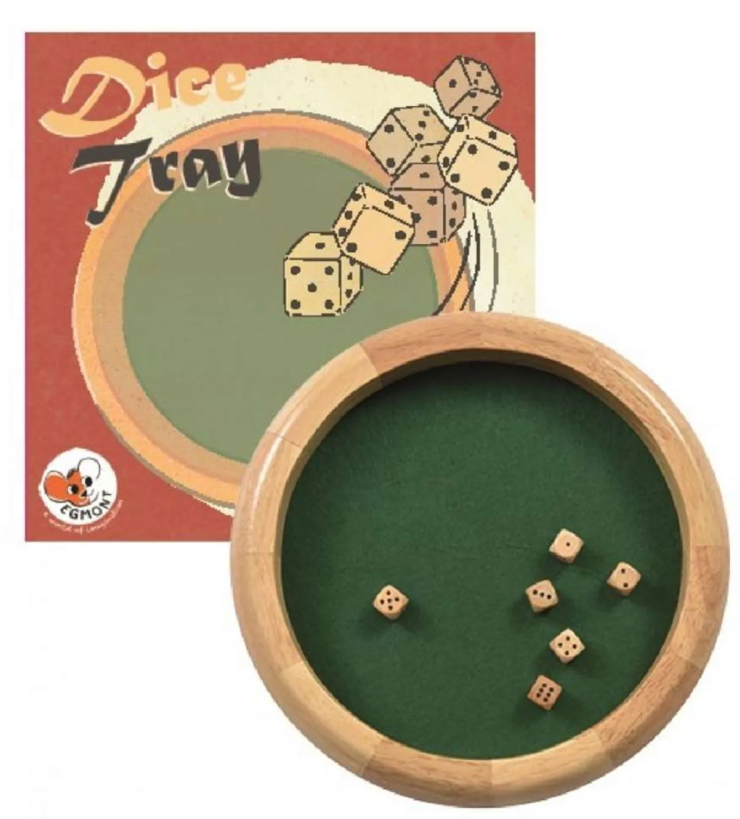 Egmont Toys Würfeltablett Holz mit 6 Würfeln
