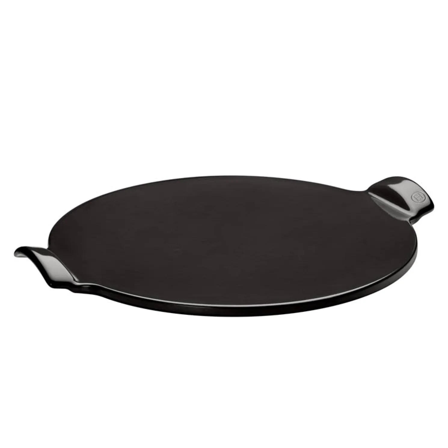 Emile Henry Pizzastein mit glattem Boden rund schwarz