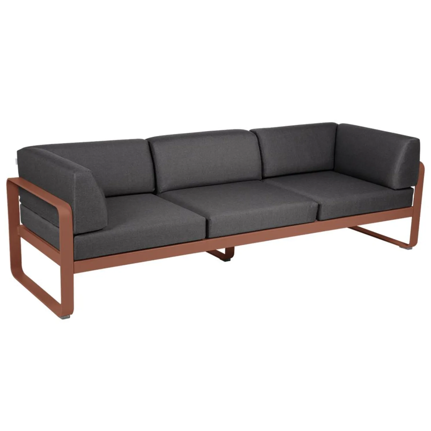 Fermob Bellevie 3-Sitzer Club Sofa Outdoor 20 Ockerrot A3 Graphitgrau