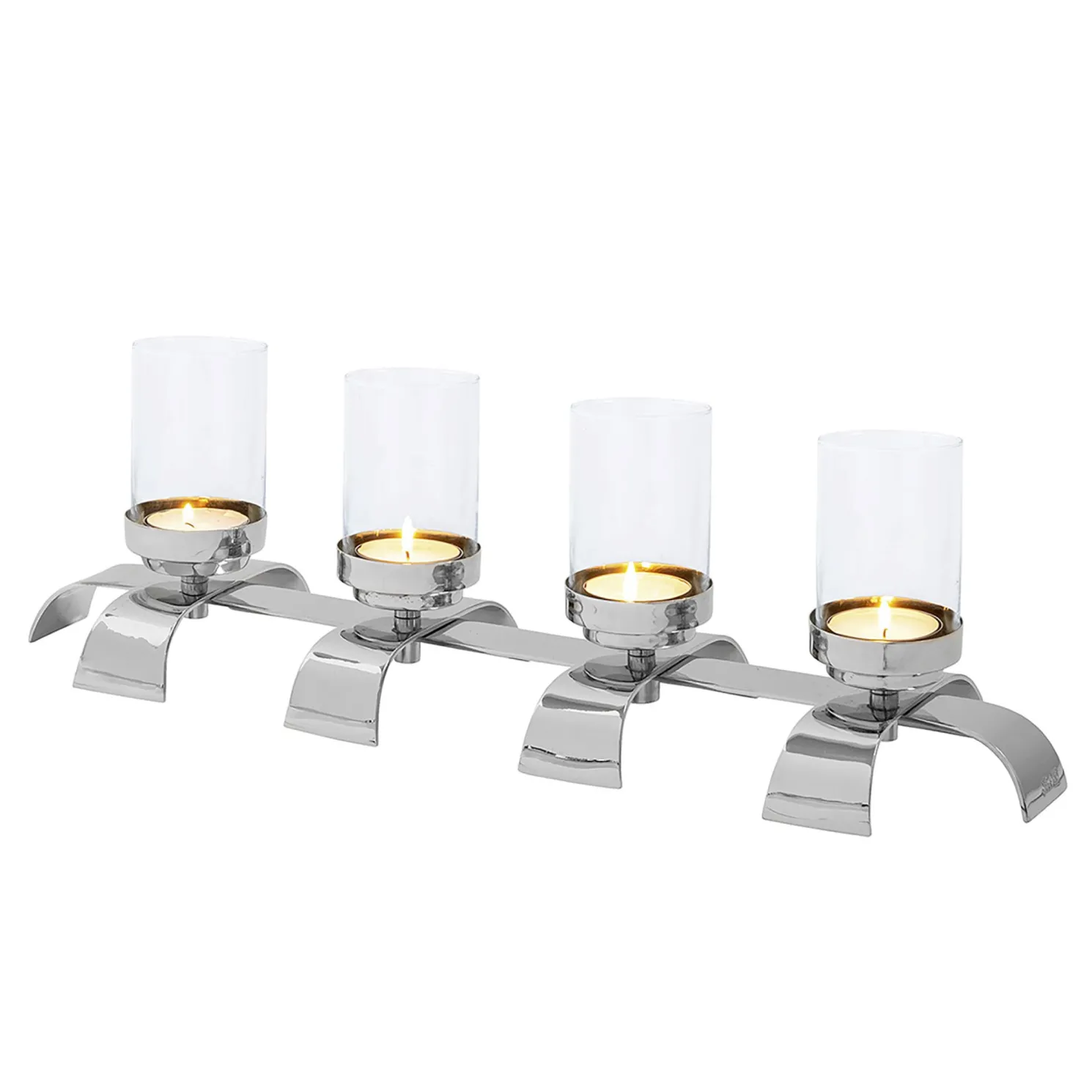 Fink Aaron vernickelter Teelichtleuchter inkl. 4 Glaszylinder