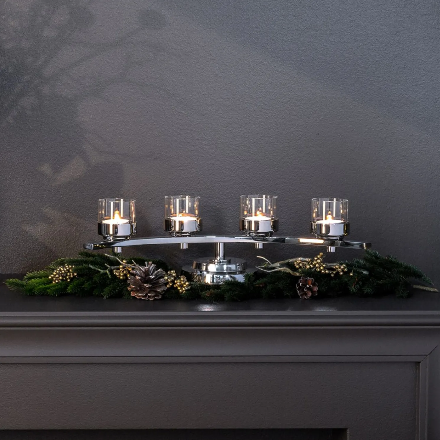 Fink Dunja schlanker Kerzenleuchter - gebogene Form Höhe 12cm, 42x15 cm