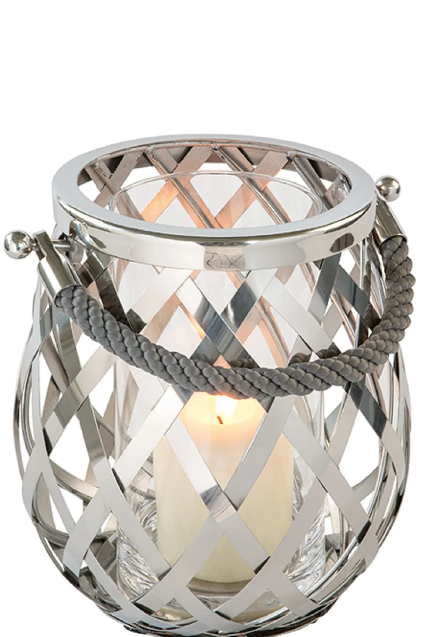 Fink OTIS Edelstahl Windlicht mit Glaszylinder Ø 22 cm, Höhe 24 cm