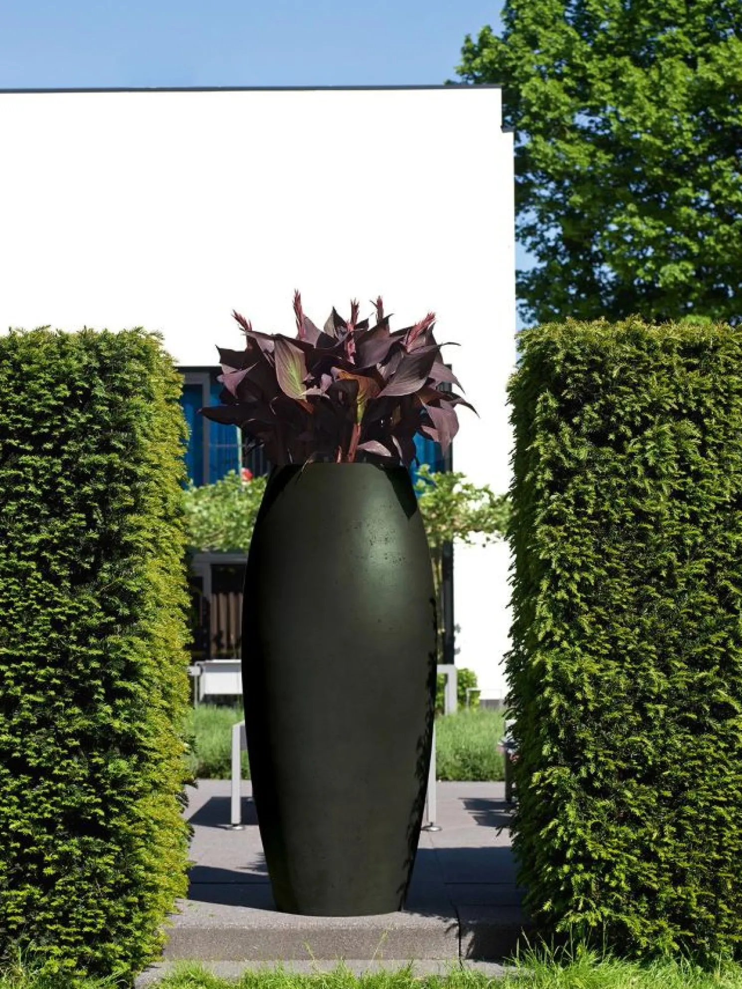 Fleur Ami Polystone Essence hoher Pflanzkübel Ø 39 cm, Höhe 90 cm anthrazit