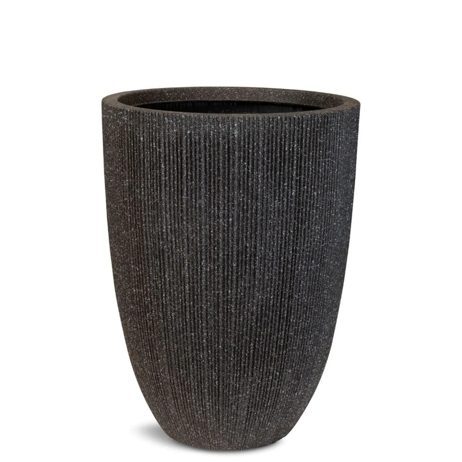 Fleur Ami Toskana Deko Pflanzvase mit Rillen Ø 37 cm, Höhe 48,5 cm stone black