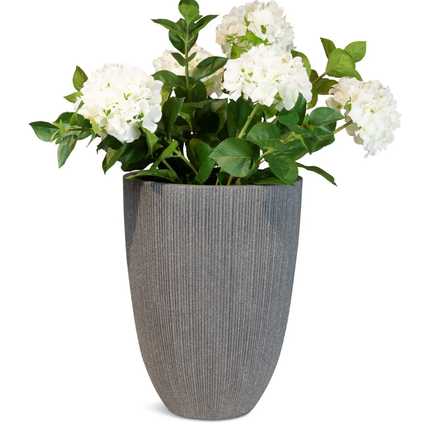 Fleur Ami Toskana Deko Pflanzvase mit Rillen Ø 37 cm, Höhe 48,5 cm stone black
