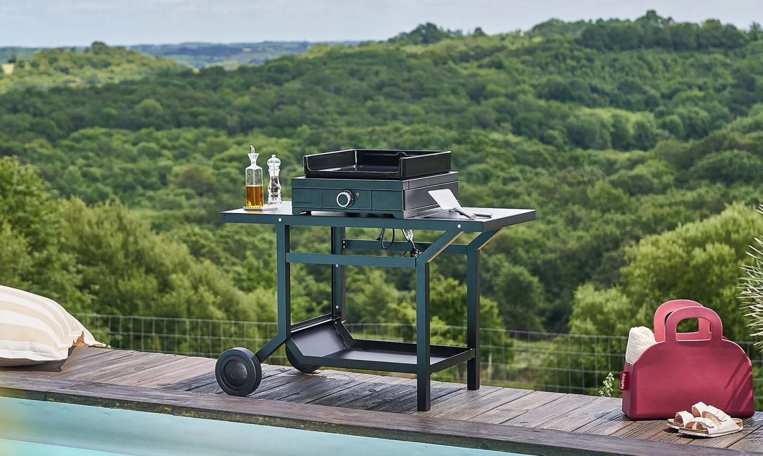 Forge Adour Modern 45 Elektro Plancha mit Rolltisch Schwarz