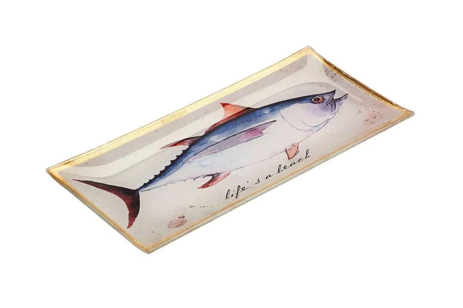 Gift Company Glasteller Life´s a beach, Goldrand, beige