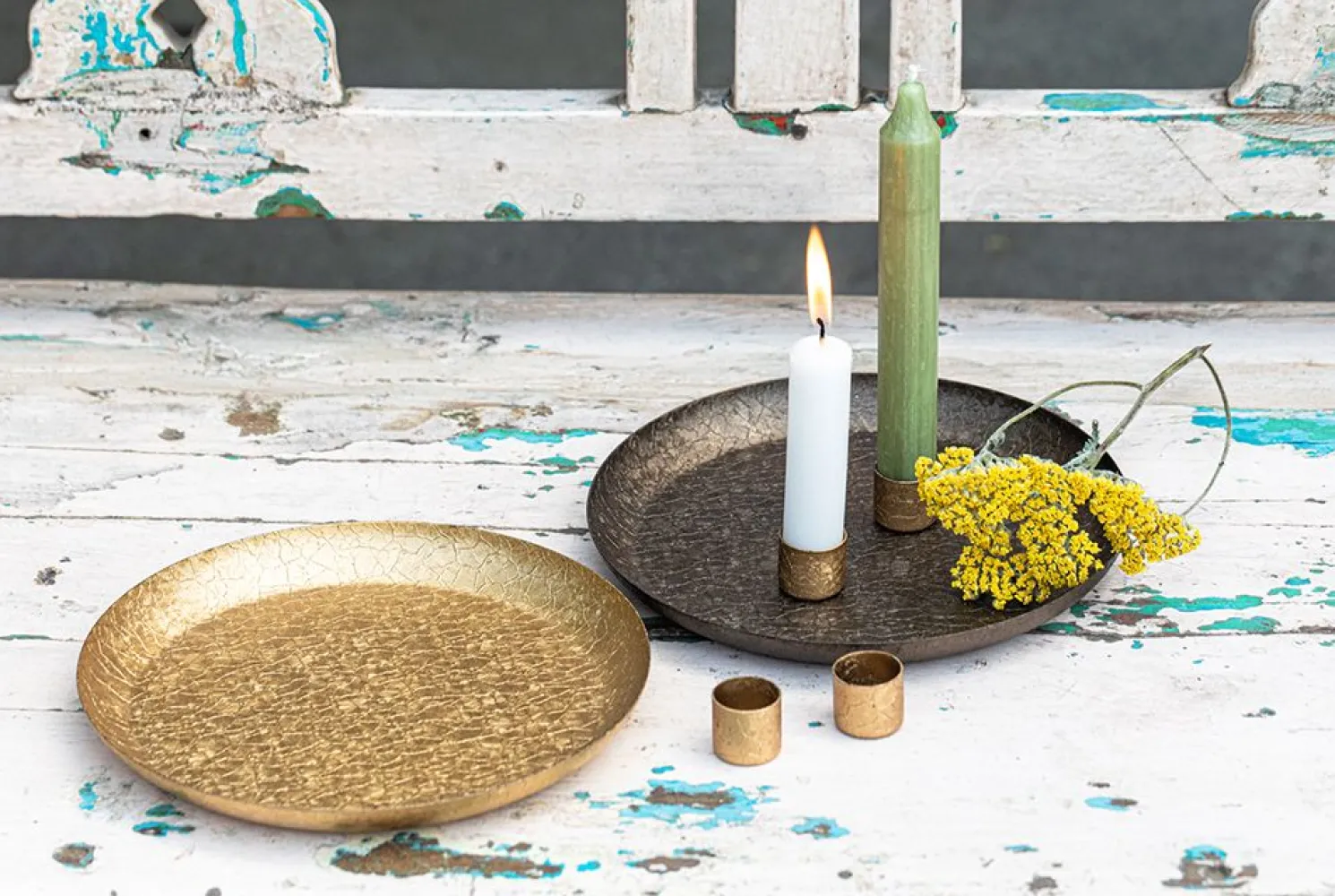 Grün Form Metallteller Braun