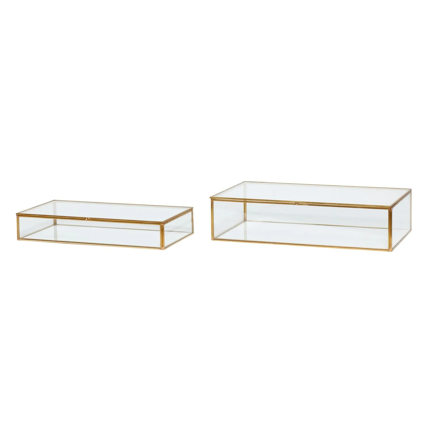 Hübsch Glasbox Small Klar/Messingfarben 32x17 Höhe 6 cm