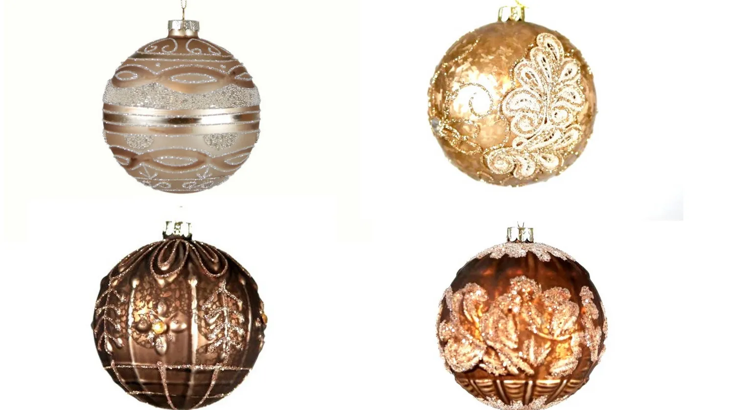 Hoff Glaskugel Ø 10 cm Braun Blätter Glitzer