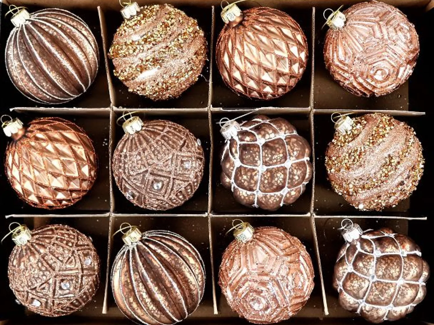 Hoff Glaskugel div. Muster bronze Ø 8 cm