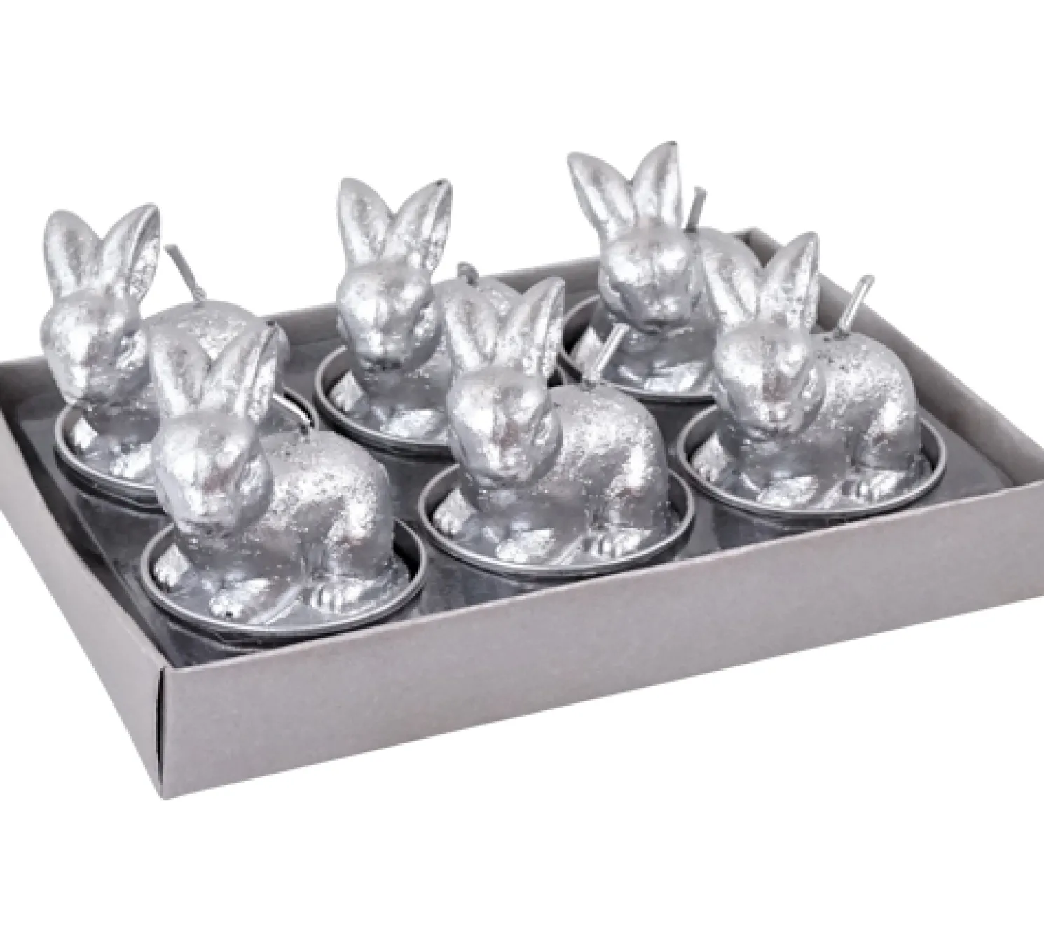 Hoff Teelichter Hasen Silber 6er-Set