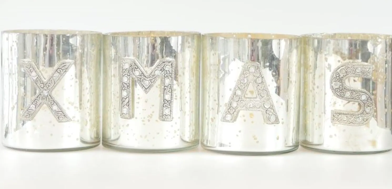 Hoff Windlicht 4er-Set XMAS Gold